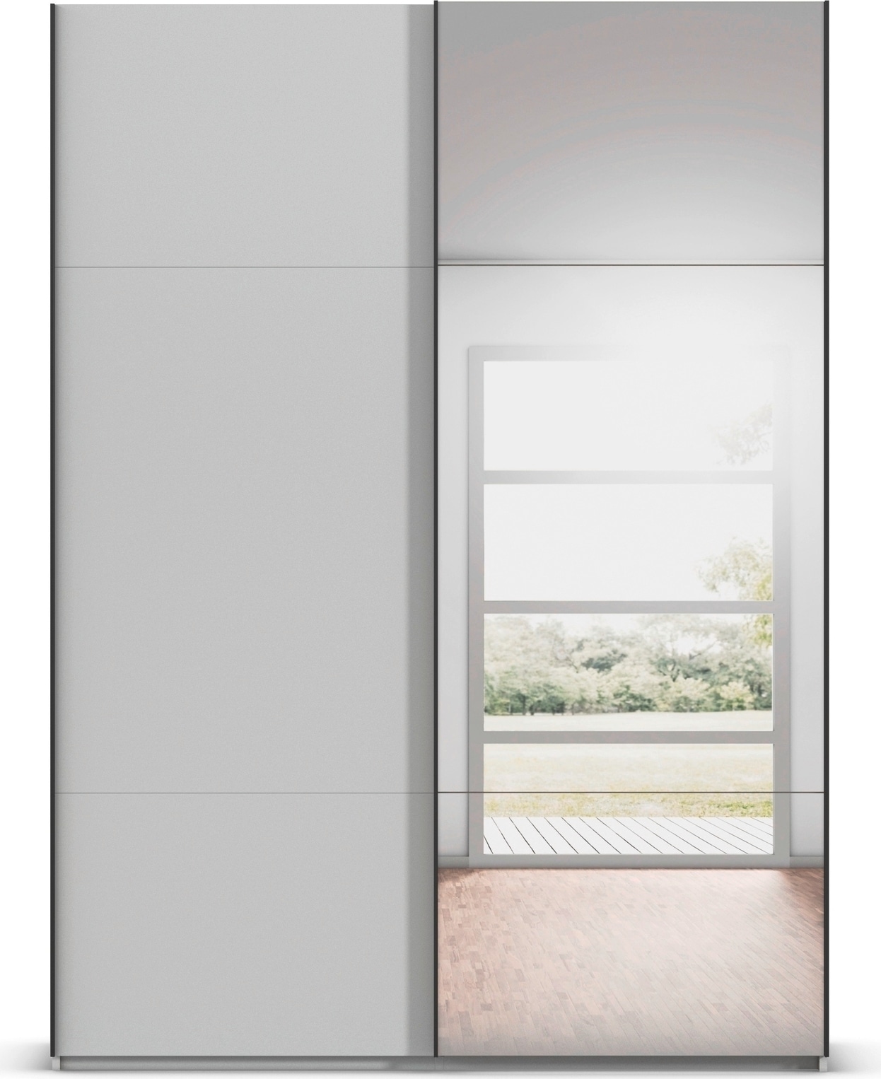 rauch Schwebetürenschrank »Kleiderschrank Schrank Garderobe Schlafzimmerschrank CONTIDO« 3 verschiedene Ausstattungen BASIC/CLASSIC/PREMIUM (inkl. SOFT-CLOSE),  aus hochwertigem Material in 6 Breiten 2 Griff-Farben MADE IN GERMANY