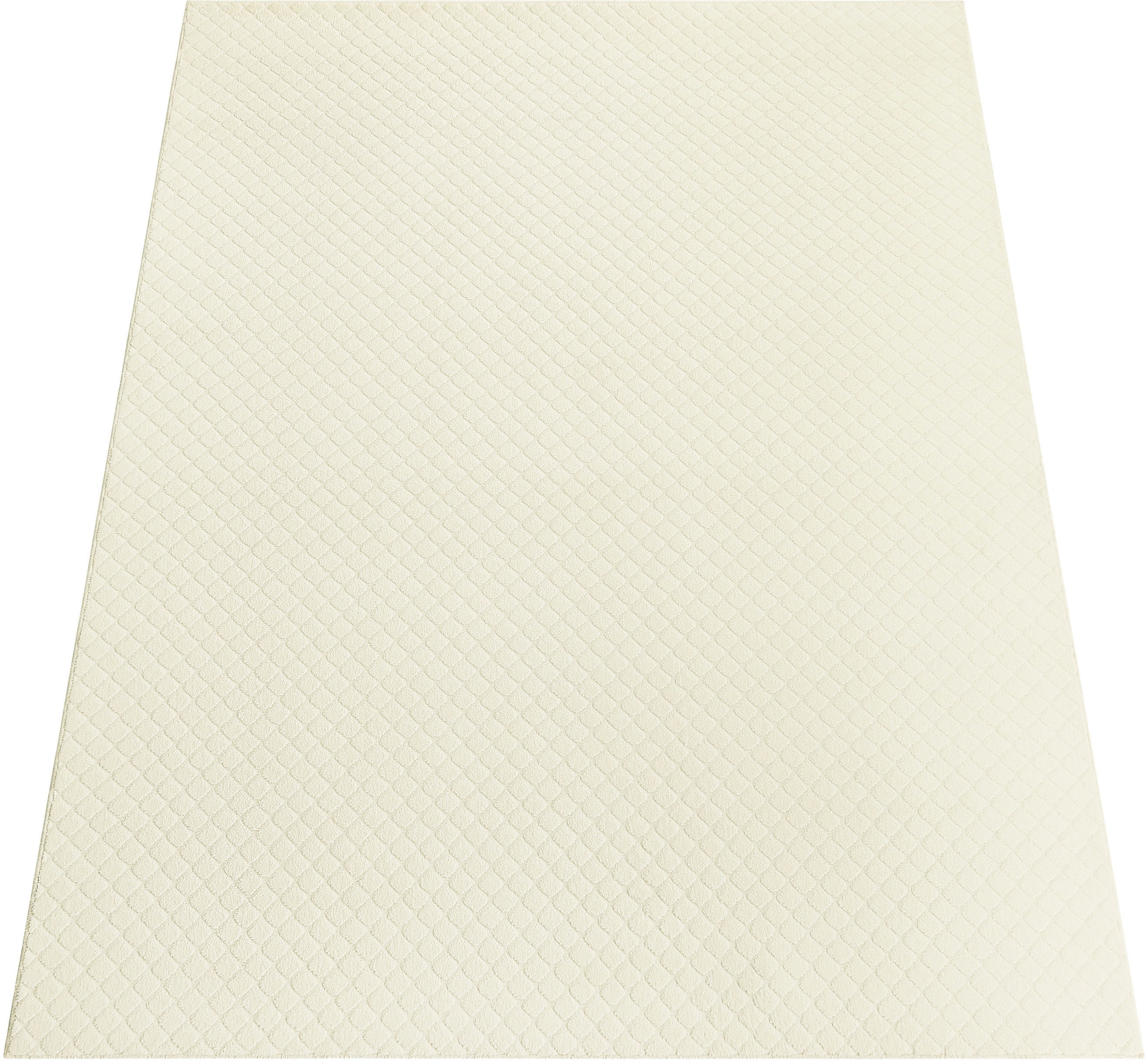 Paco Home Teppich »Rotterdam 591« rechteckig 4 mm Höhe Kurzflor, Uni Farben, Rauten Muster, 3D Effekt, weich & kuschelig