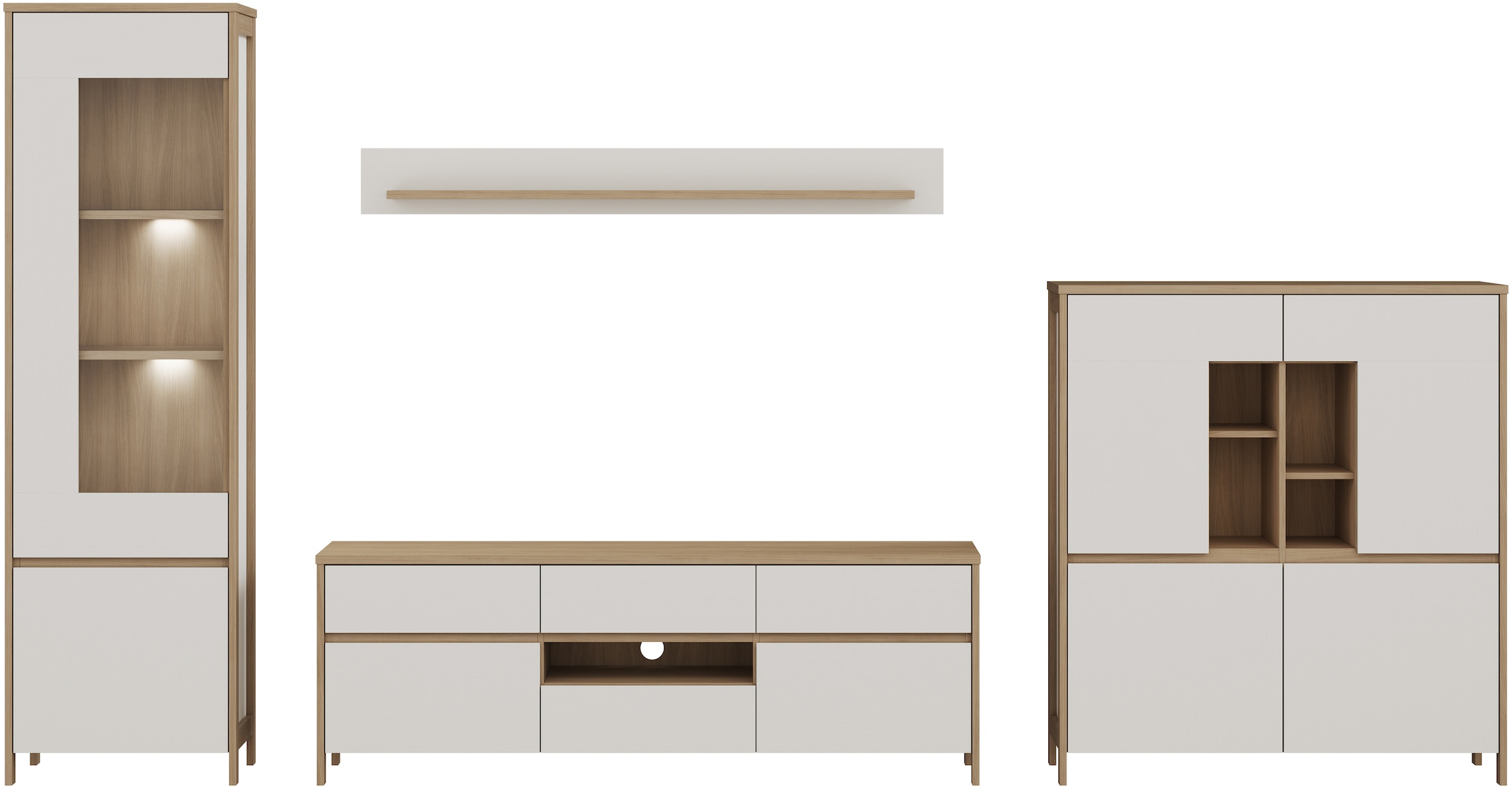 Home affaire Meuble mural »Stranda, moderne Anbauwand, Komplettset im Scandi-Style« 4 cuis tlg.