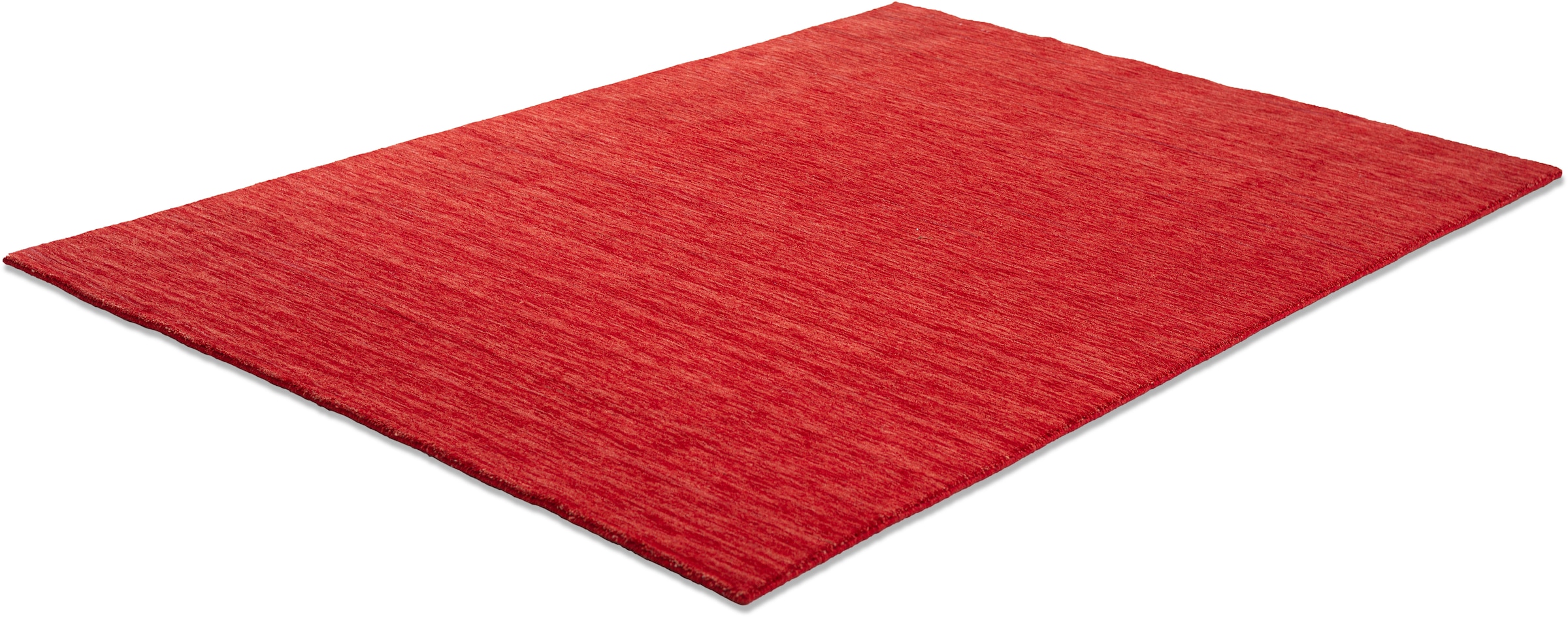 THEKO Tapis en laine »Holi« Rectangulaire 13 mm Höhe Uni-Farben, leicht meliert, reine Wolle, handgewebt mit Knüpfoptik