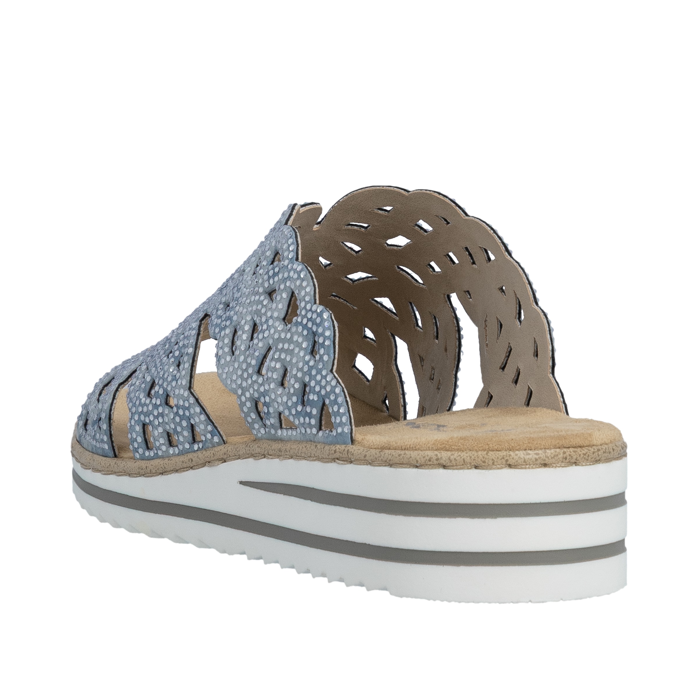 Rieker Pantolette  Sommerschuh, Strandschuh, Hausschuh, Keilabsatz, mit Strass-Steinchen