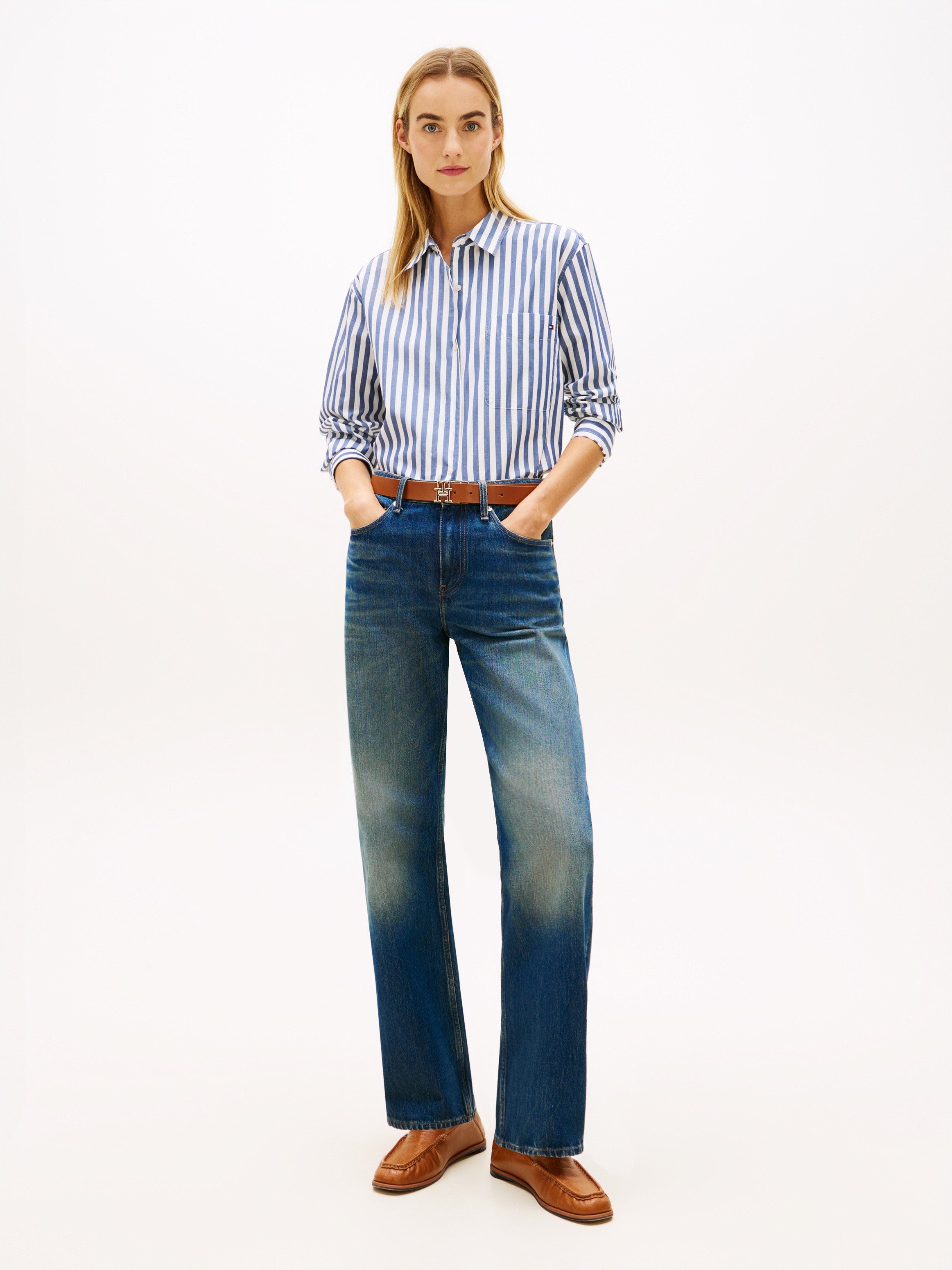 Tommy Hilfiger Blouse à manches longues »ESS POPLIN EASY FIT SHIRT« Baumwolle