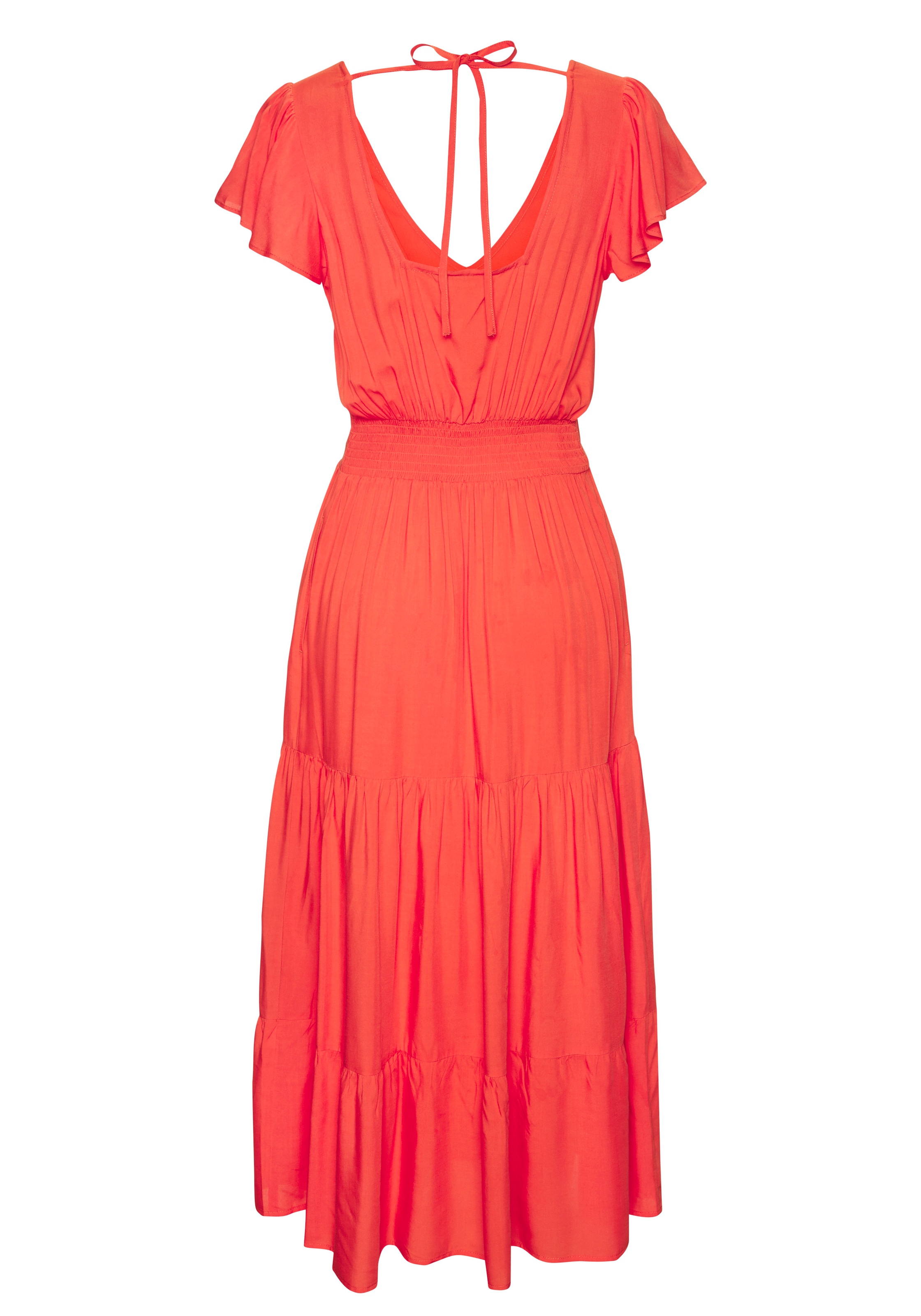 Vivance Robe midi Poches dans les coutures latérales avec col en V, robe d'été en tissu tissé