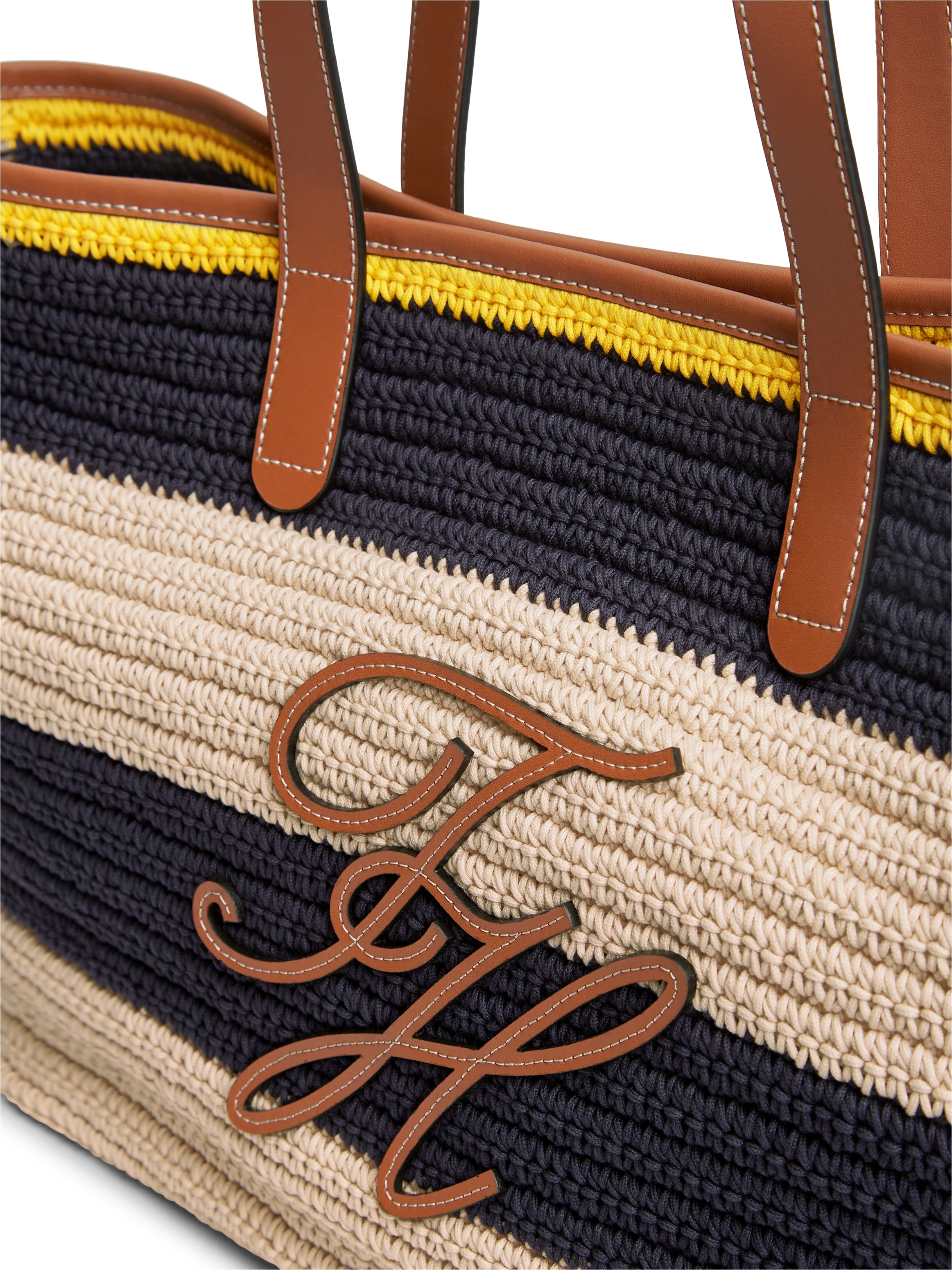 Tommy Hilfiger »TH NAUTICAL TOTE CROCHET STR« Damen Strandtasche mit Streifen und Logoschriftzug