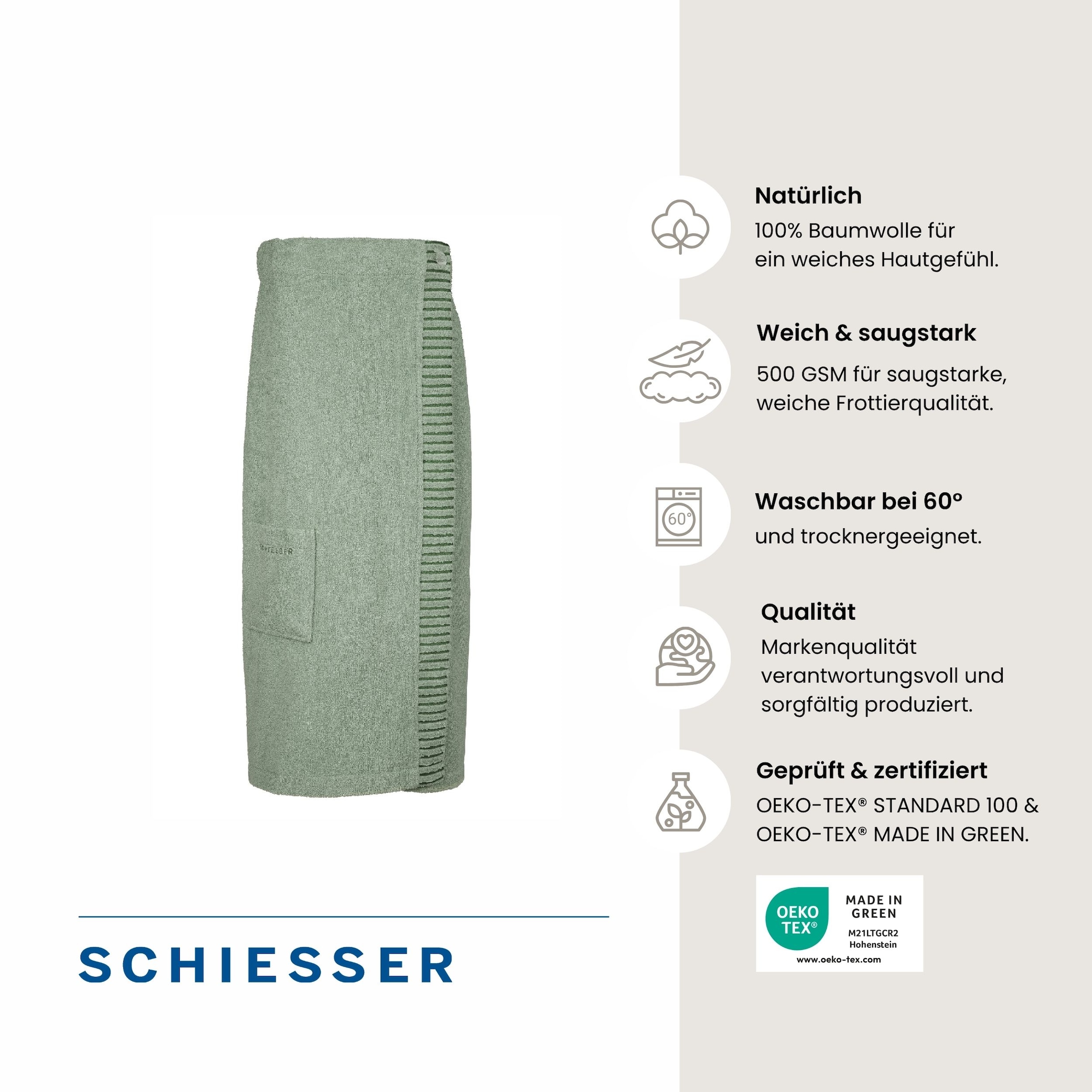 Schiesser Kilt »Rom aus weicher Baumwolle, saugstark und 3-fach weitenverstellbar« 1 cuis OEKO-TEX® MADE IN GREEN