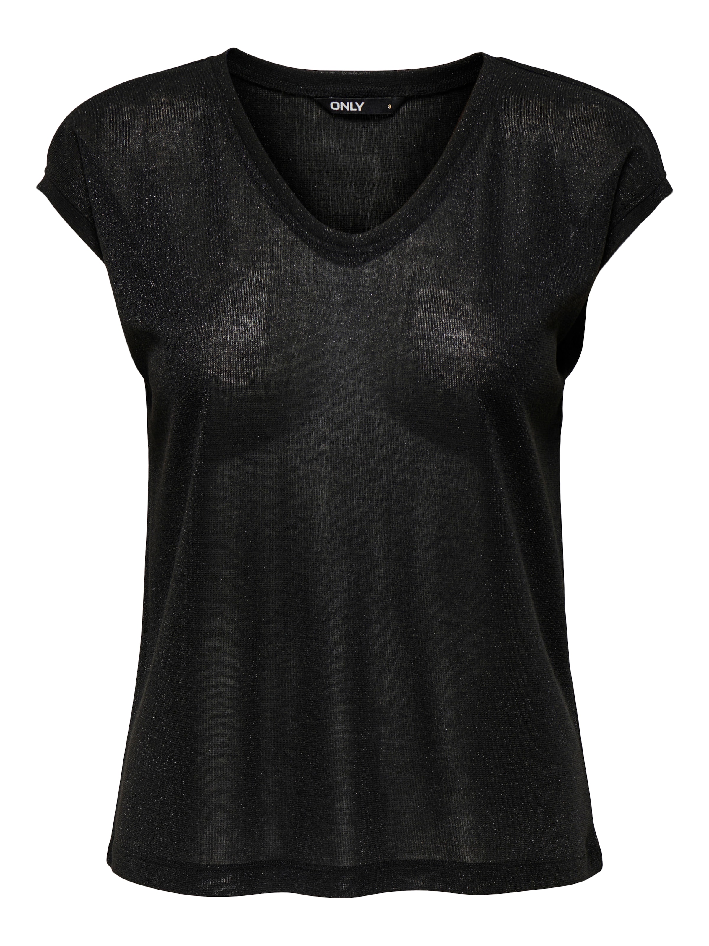 ONLY CARMAKOMA Kurzarmshirt »CARSILVERY S/S V NECK LUREX TOP JRS NOOS«