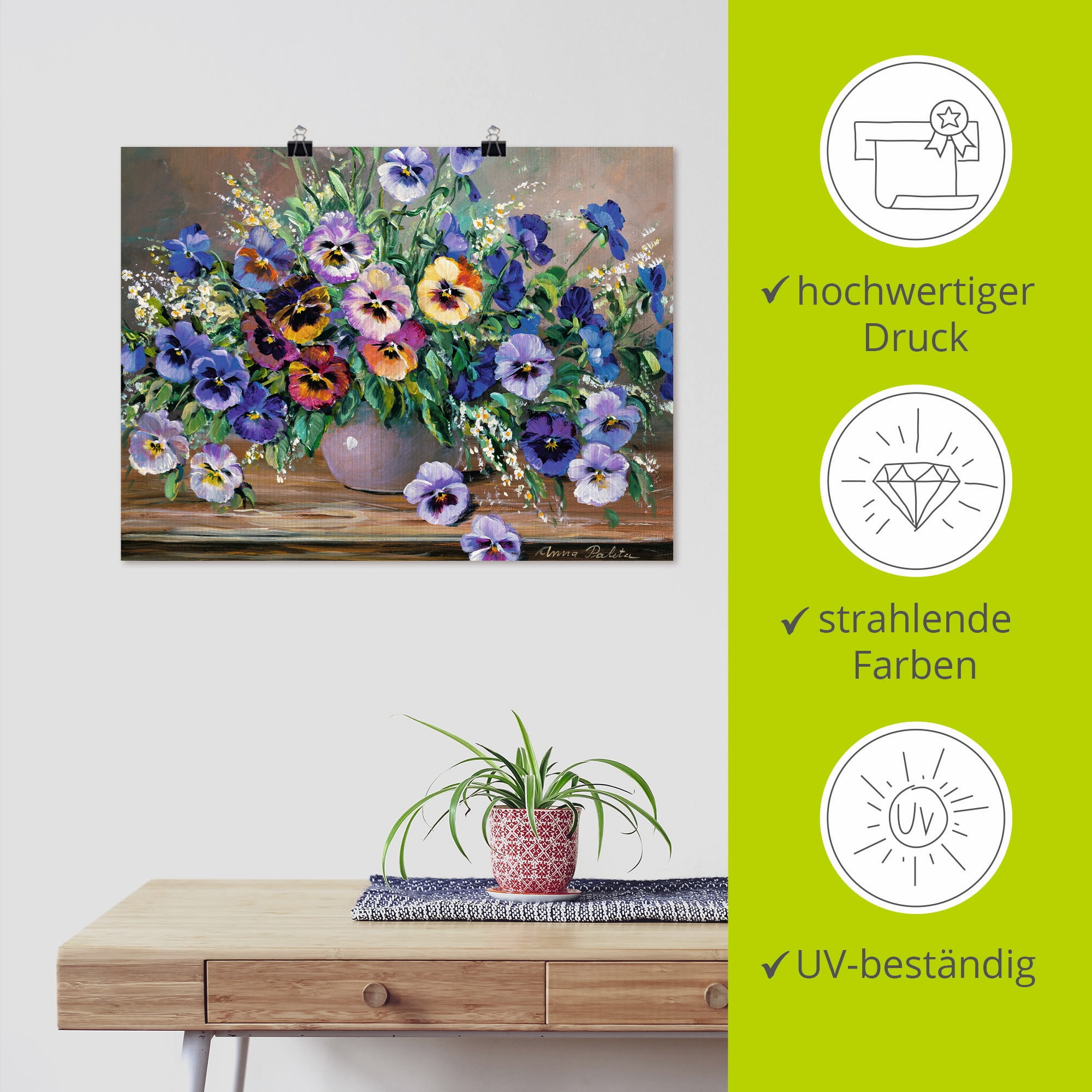 Artland Poster »Stiefmütterchenstrauss« 1 cuis tlg. ohne Rahmen