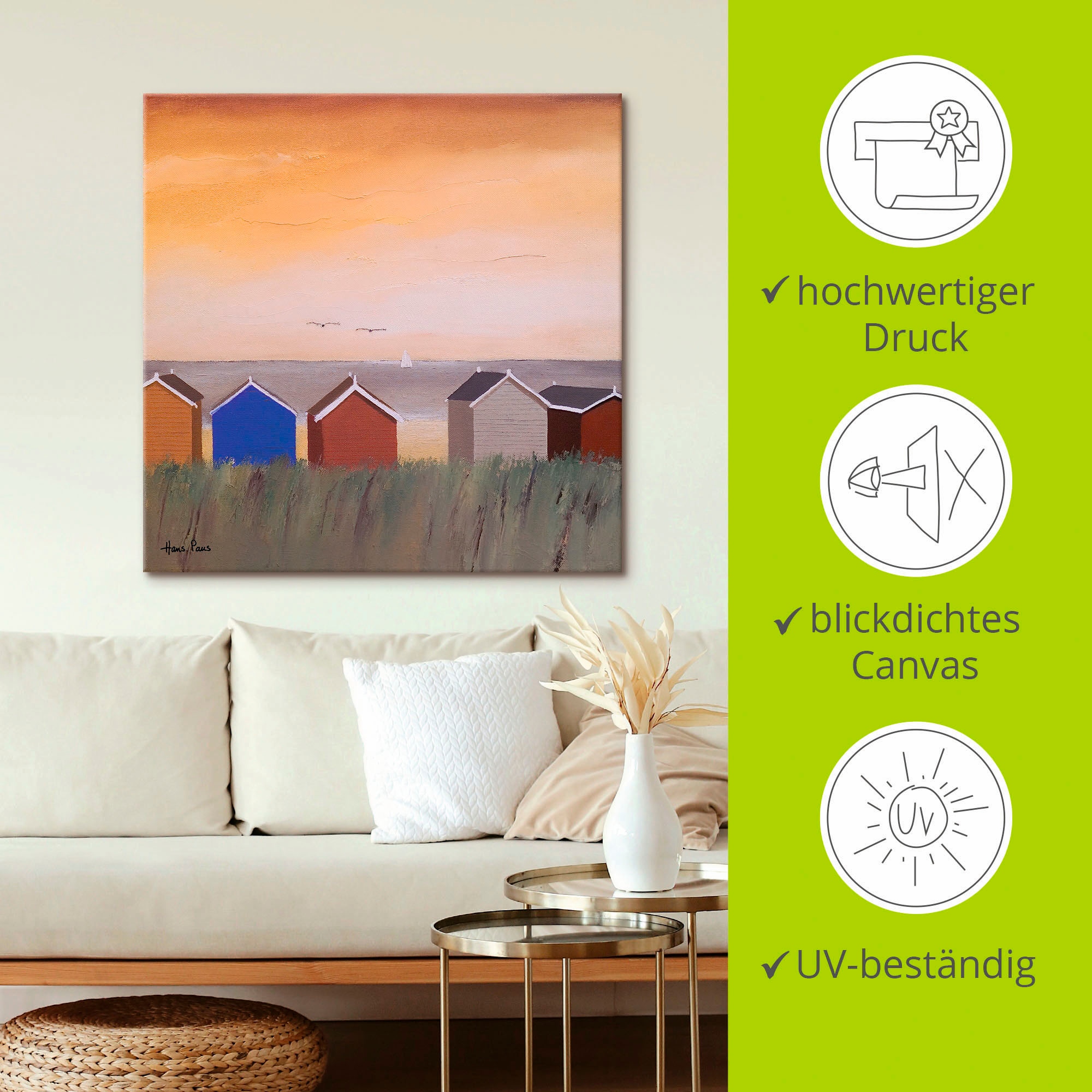 Artland Leinwandbild »Strandhäuser II« Strand 1 Stk. tlg. auf Holzrahmen gespannt