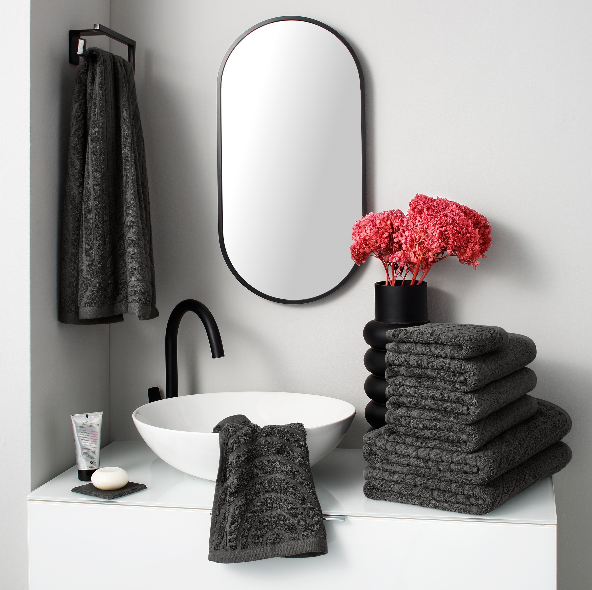 my home Set de serviettes »Handtuchset Ognon, Duschtücher, Handtücher, Gästetücher, Zen« Set 8 Frottee mit Muster, Scandi, Boho, einfarbiges Handtuch-Set 100% Baumwolle