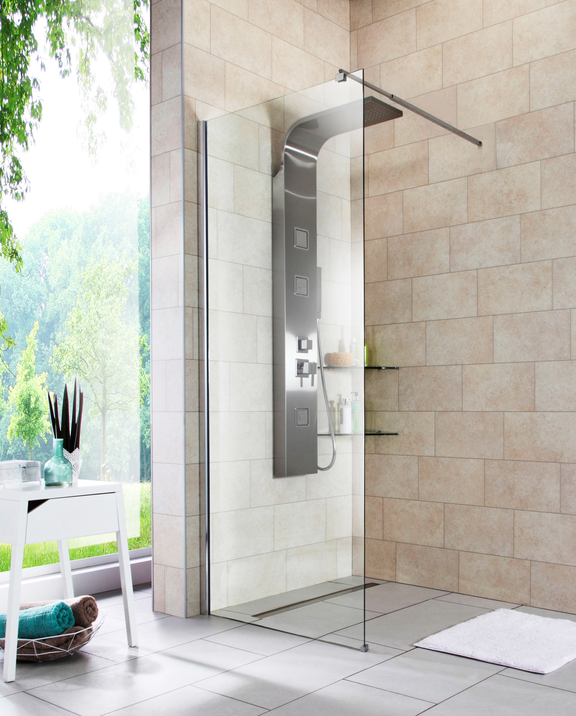 welltime Douche à l'italienne »Tropea light« avec bras mural réglable inclus