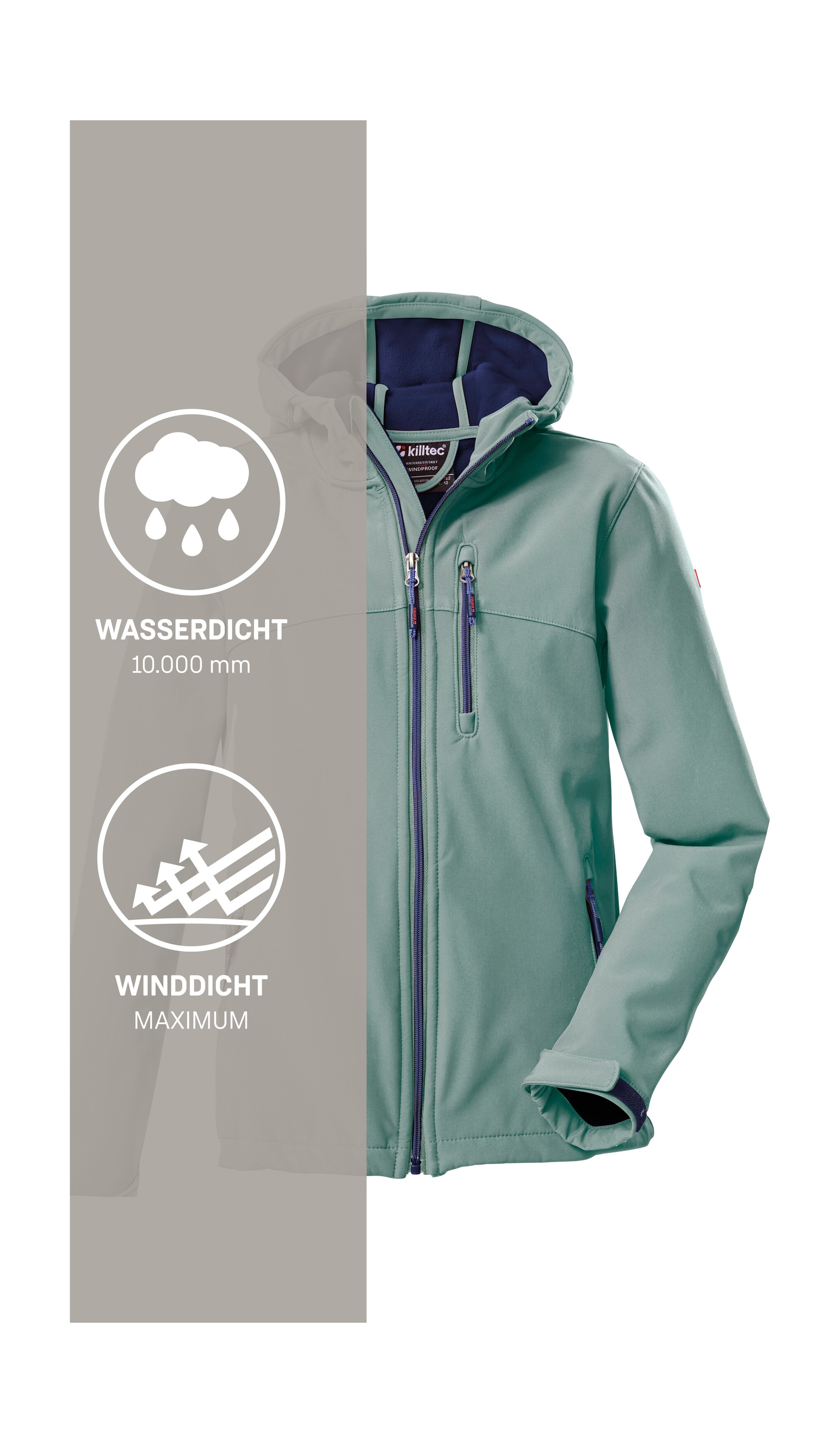 Killtec Softshelljacke »Girls Softshelljacke« Wasserabweisend, verstellbare Kapuze u Ärmel, Fleece-Innenfutter