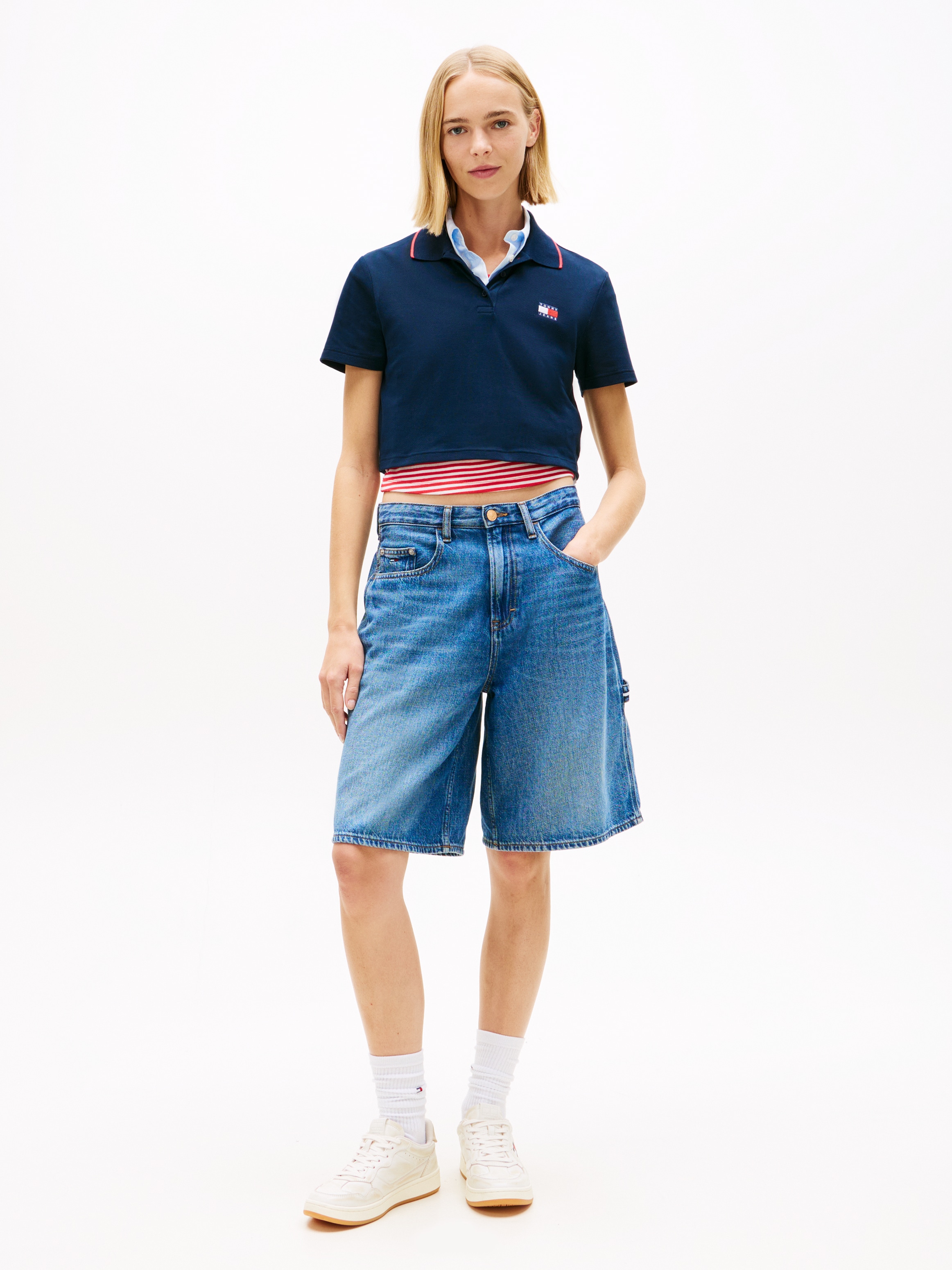 Tommy Jeans Polo »TJW CRP BADGE SHORT SLEEVE POLO« coupe raccourcie, coupe boxy