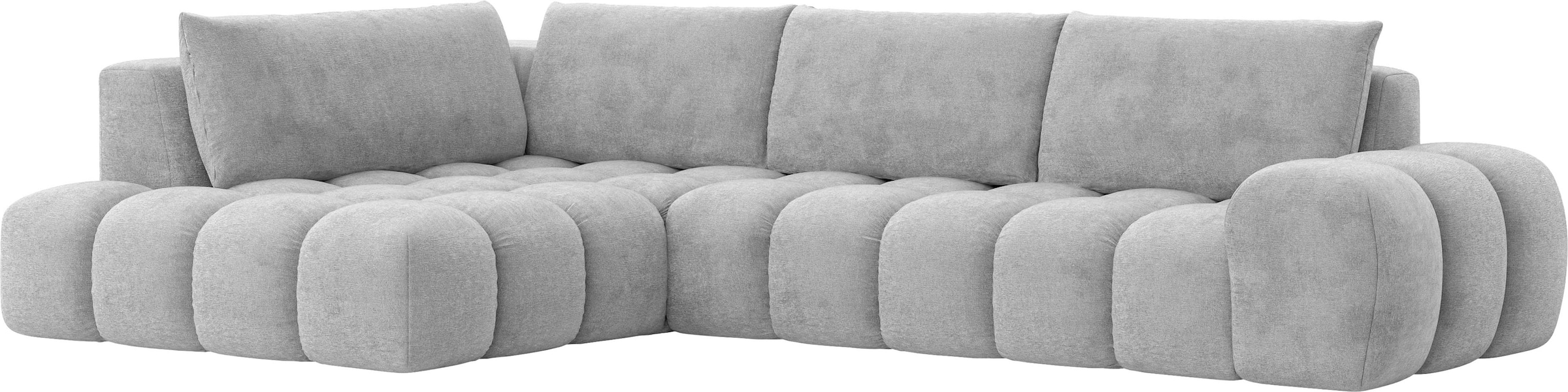 GOODproduct Ecksofa »AZITA L-Form, XXL 352 cm Designsofa in Bubble-Opitk« lose Rückenkissen, traumhafte Steppung