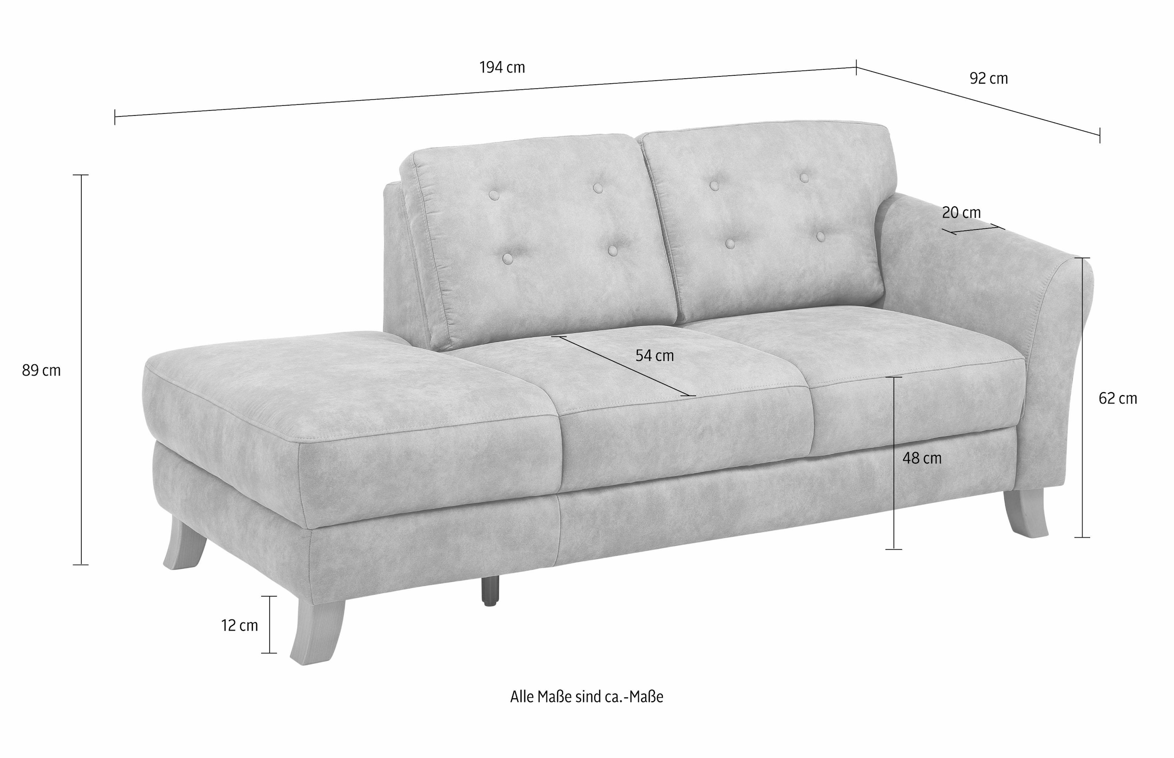Home affaire Recamiere »Trondheim« freistehend, mit Federkern, Knopfheftung im Rücken