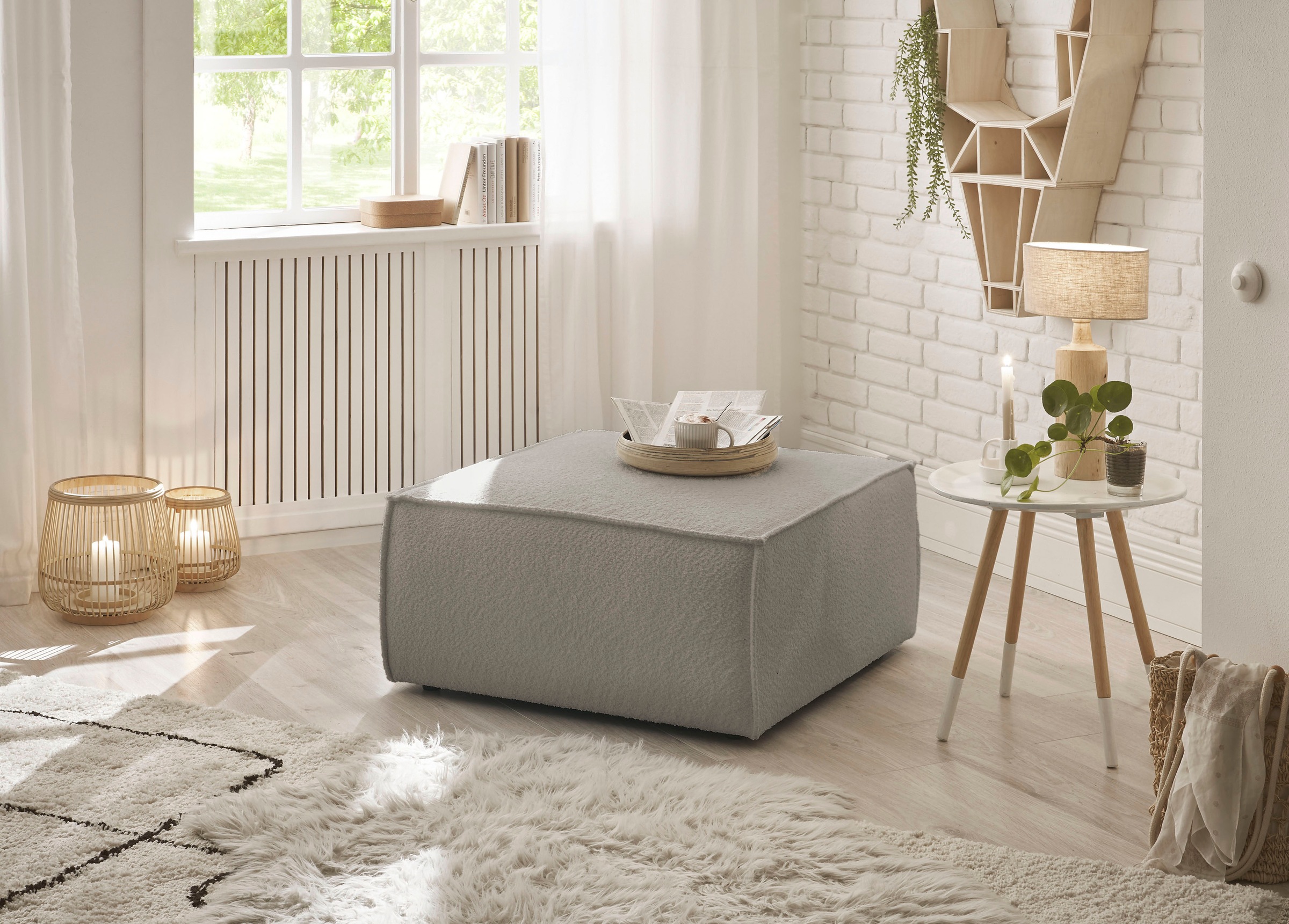 GOODproduct Hocker »FINNLEY Bouclé, Polsterhocker kombinierbar mit der Serie FINNLEY« passend zum Loveseat der Serie Finnley