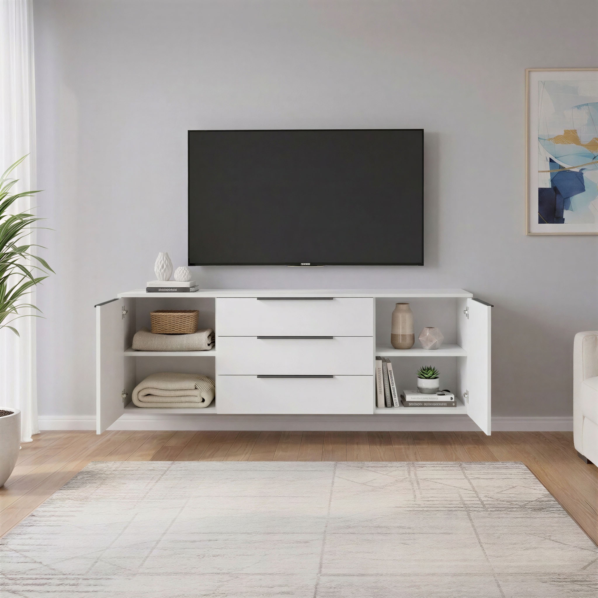 borchardt Möbel Sideboard »Tom, Kommode Breite 166cm, hängend oder stehend mit Metallgriffen« 2 Türen 3 Schubkästen, verstellbare Einlegeböden
