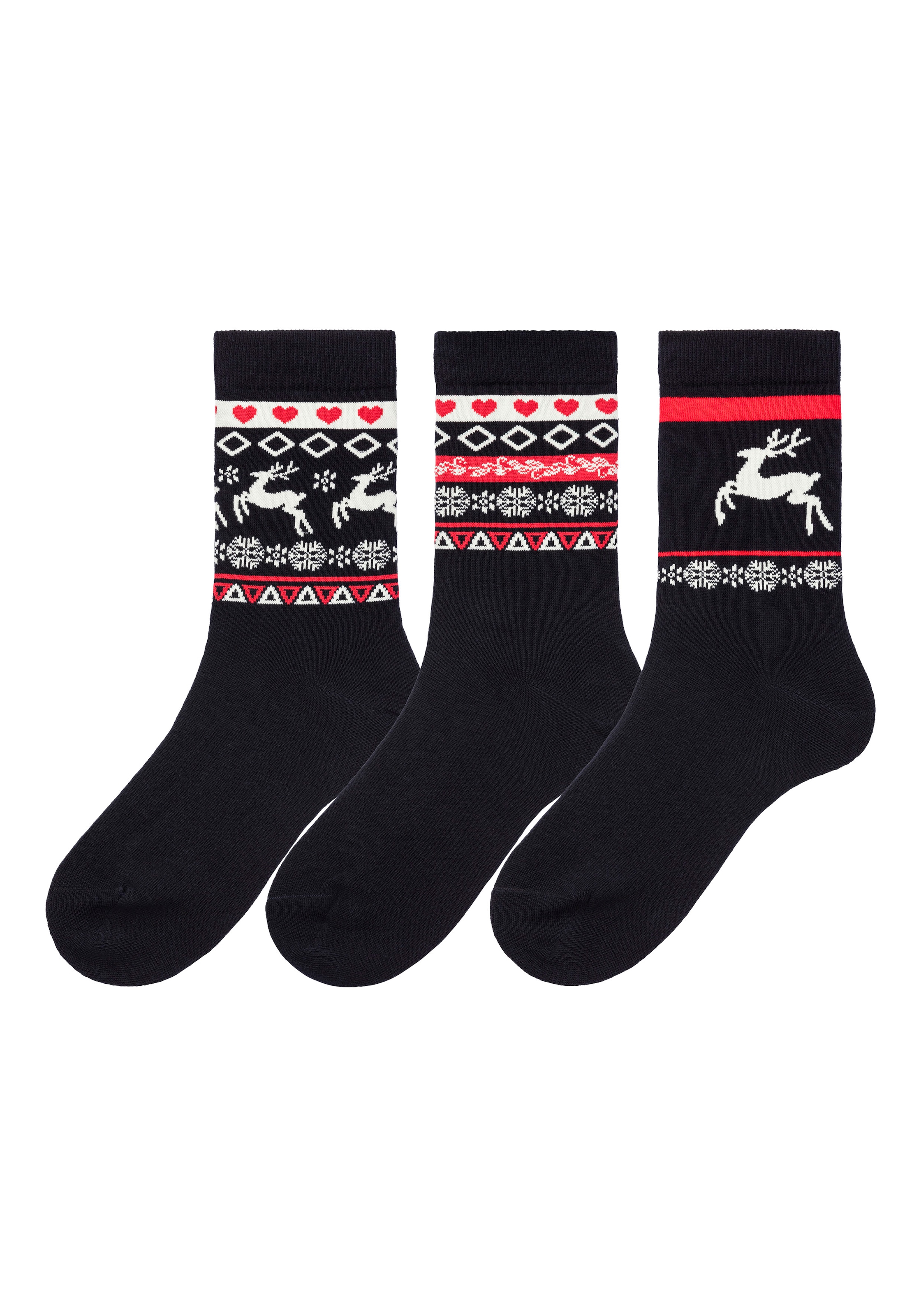 H.I.S Basicsocken Packung, 3 Stk. tlg. mit Wintermotiven