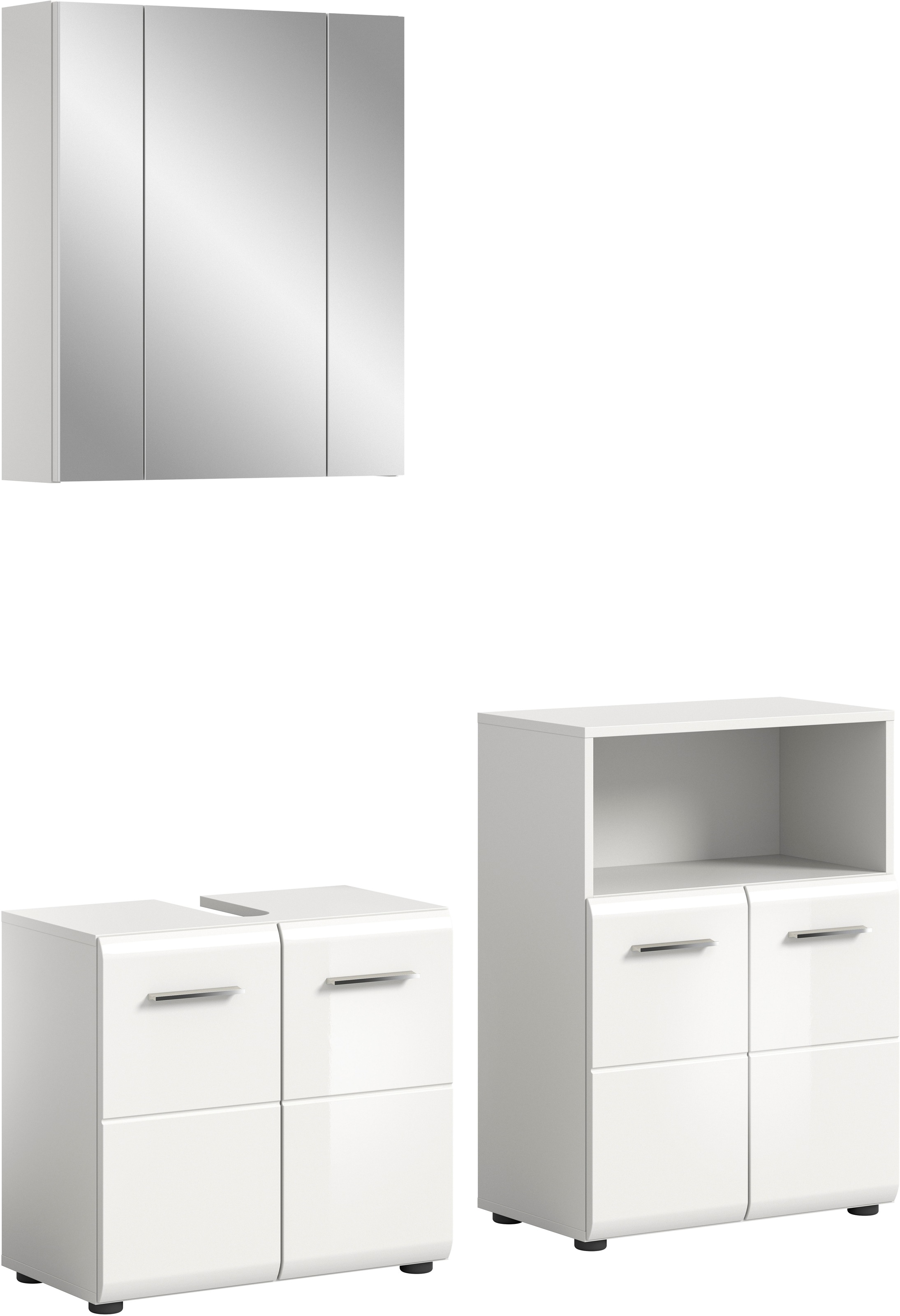 INOSIGN Ensemble de meubles de salle de bain »FLORENZ, TOPSELLER!, 3-teilige Badkombination, hochwertige MDF-Front« Set, best. aus: Waschbeckenunterschrank, Spiegelschrank, Midischrank breit, 