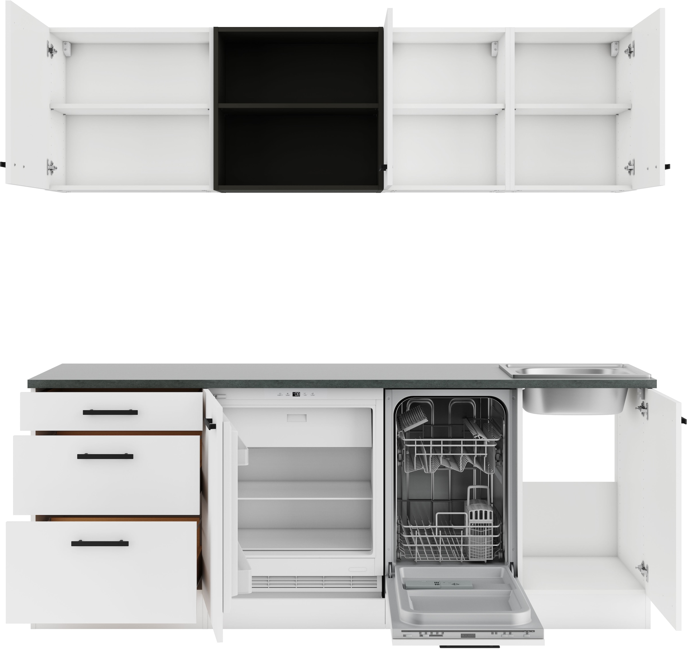 OPTIFIT Kitchenette »Palma« largeur 210 cm, avec appareils électriques en option, réversible