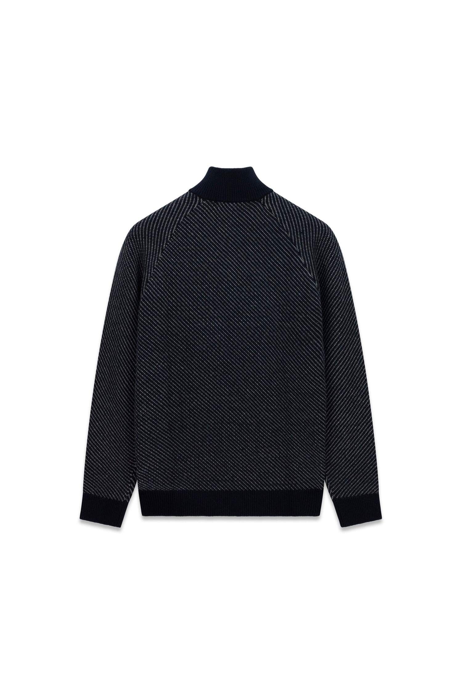 Guess Pull jacquard »NICO DIAGONAL STITCH« mit Wolle, Stehkragen mit Reissverschluss, Jaquard-Strick