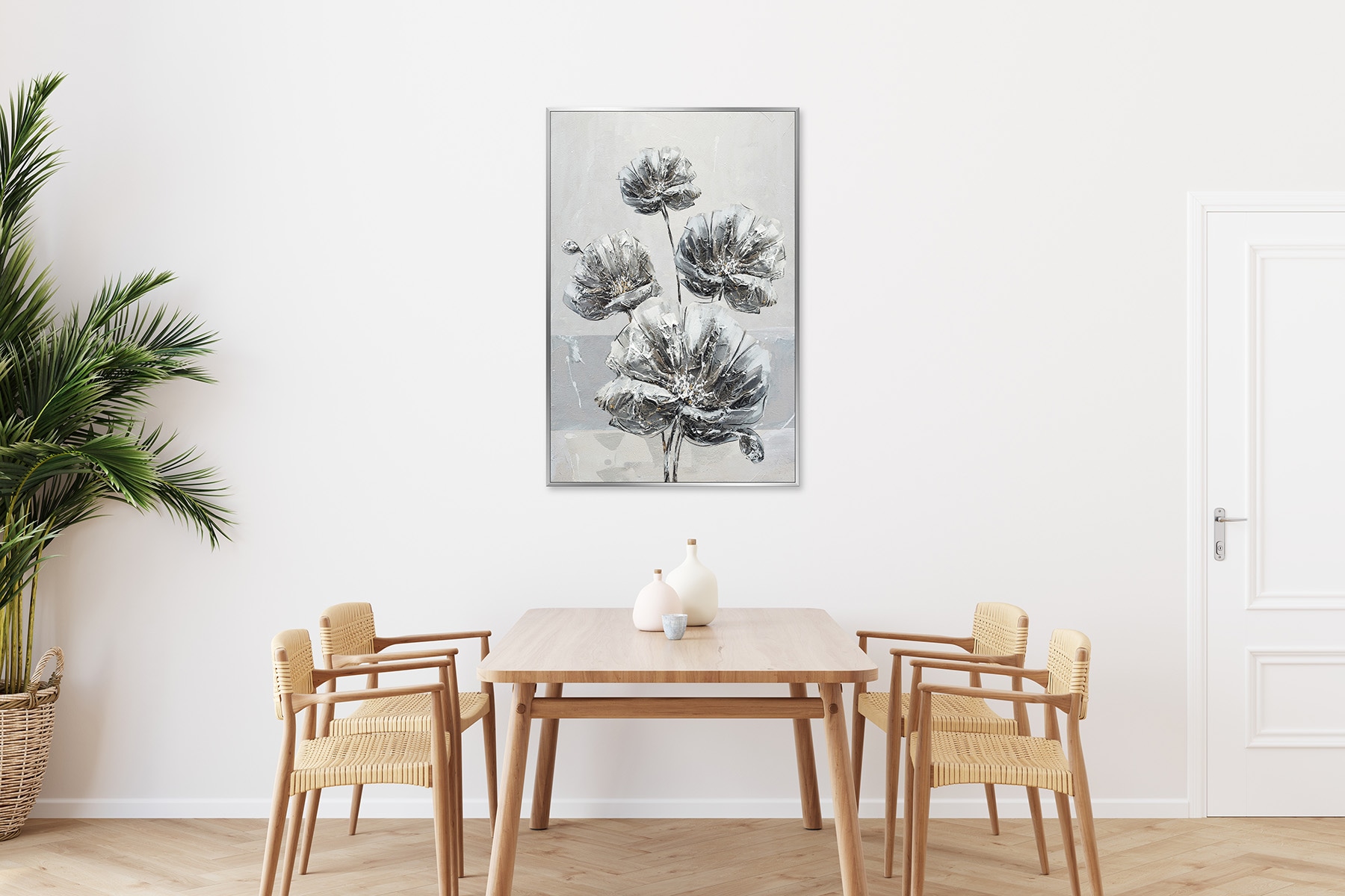 Bönninghoff Peinture à l'huile »handarbeit gerahmt BLUMEN 78x118 cm – Wandbild Deko modern« Fleurs | Images de fleurs 1 cuis tlg. fabriqué à la main, chaque image est unique, cadre à joint creux