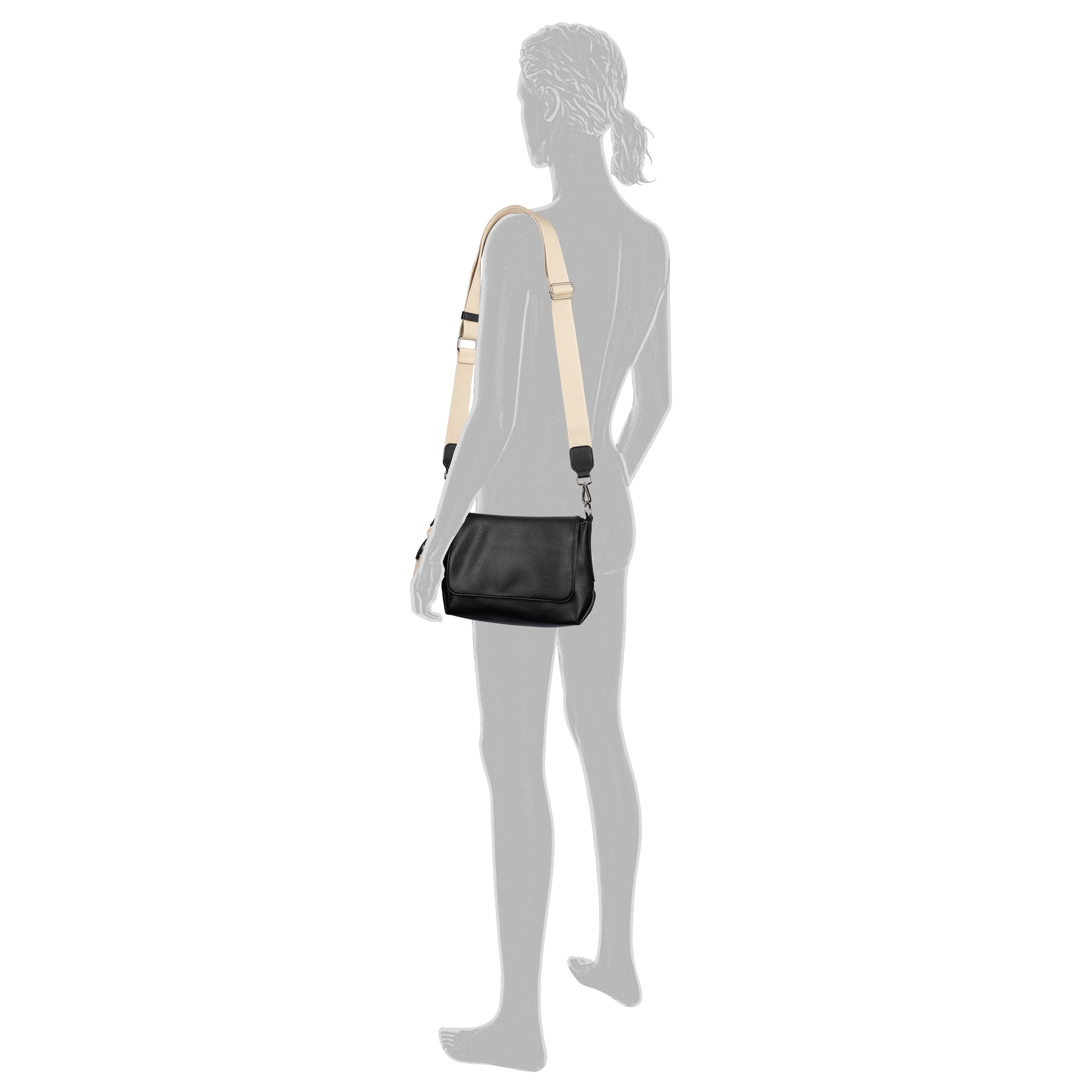 TOM TAILOR Sac à bandoulière »Fania« Sac à épaule pour femme avec pendentif en fausse fourrure