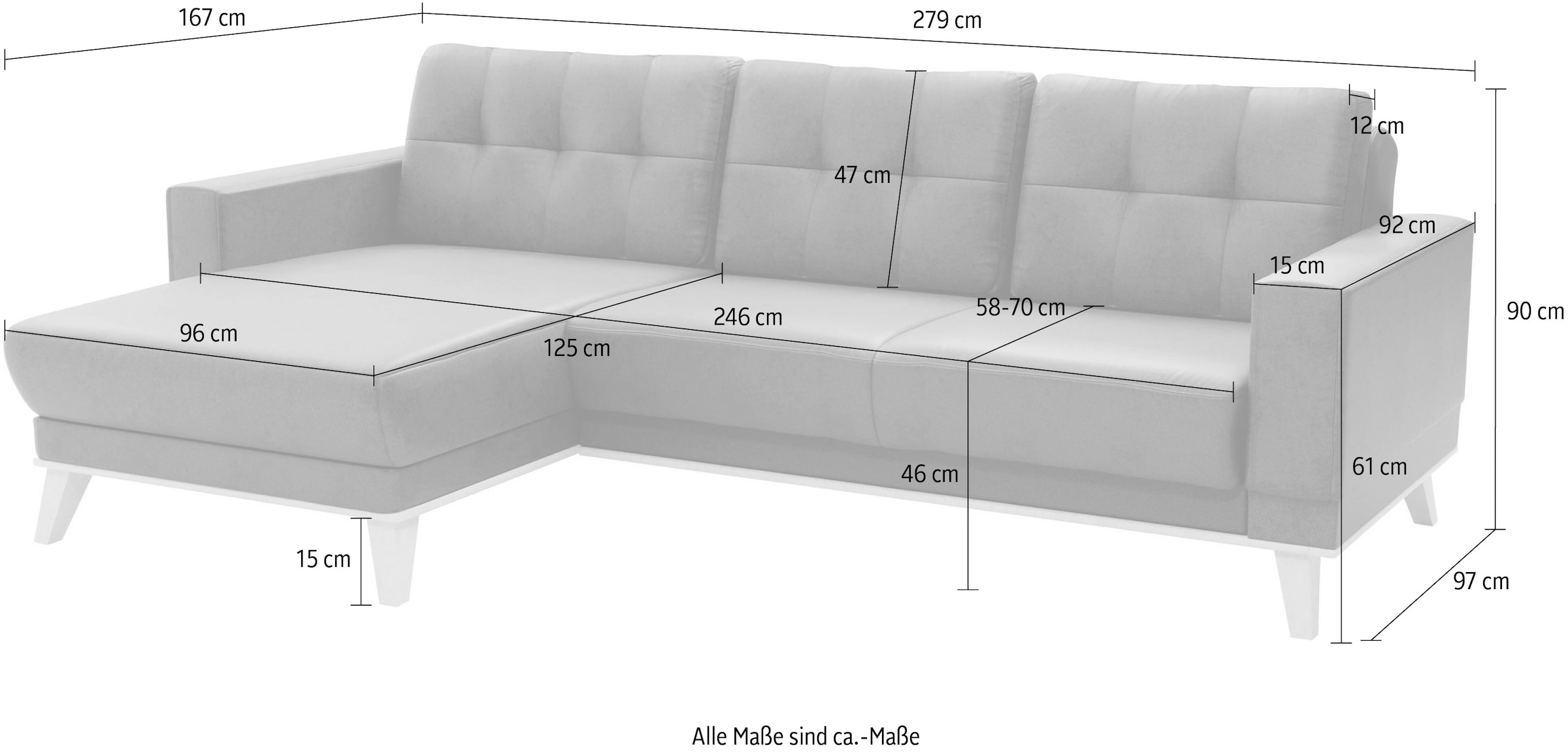 sit&more Ecksofa »Lavida L-Form« wahlweise mit Kippfunktion und Bettkasten