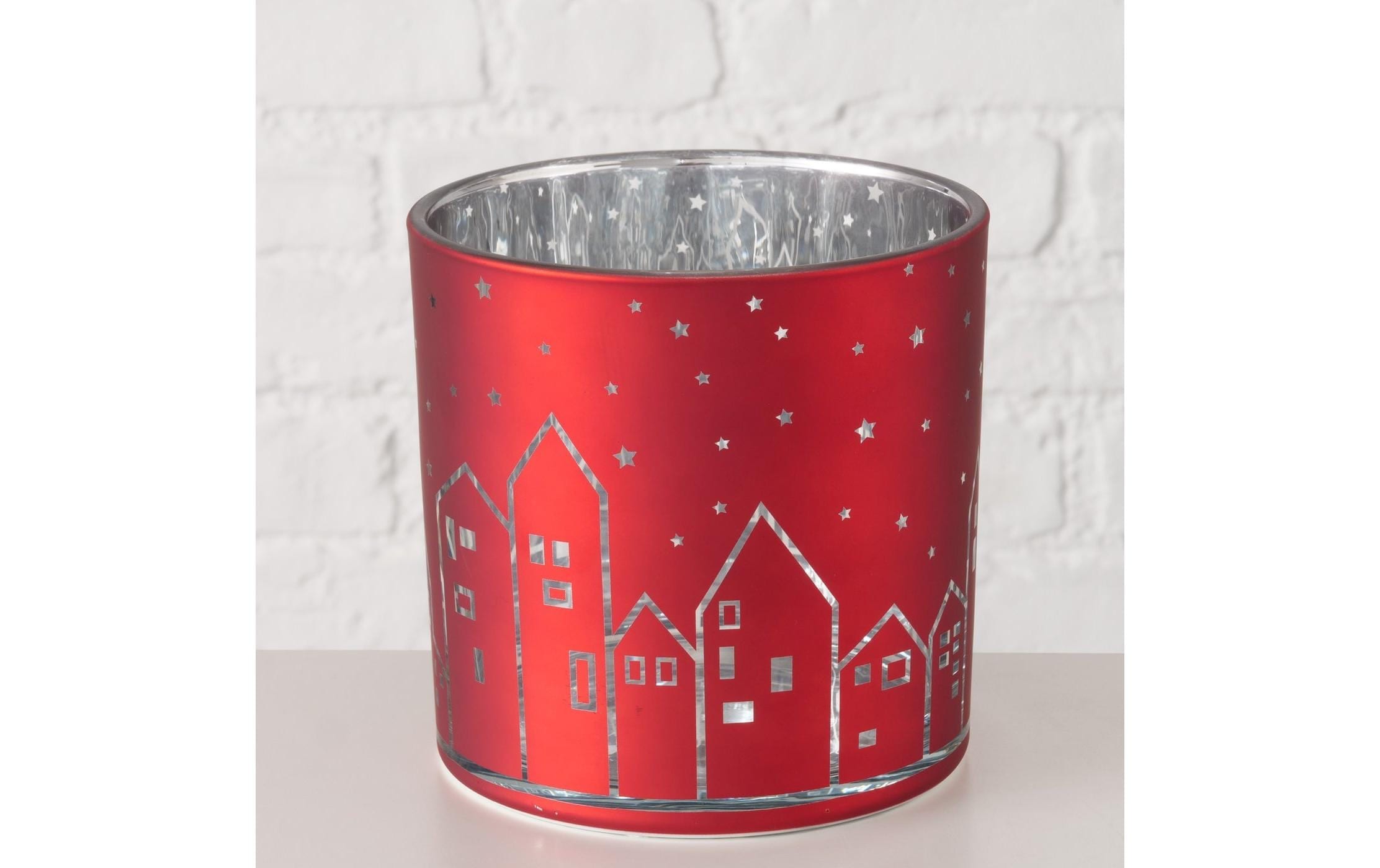 BOLTZE Photophore »Weihnachtswindlicht Little Town Glas, 15 x 15 cm«