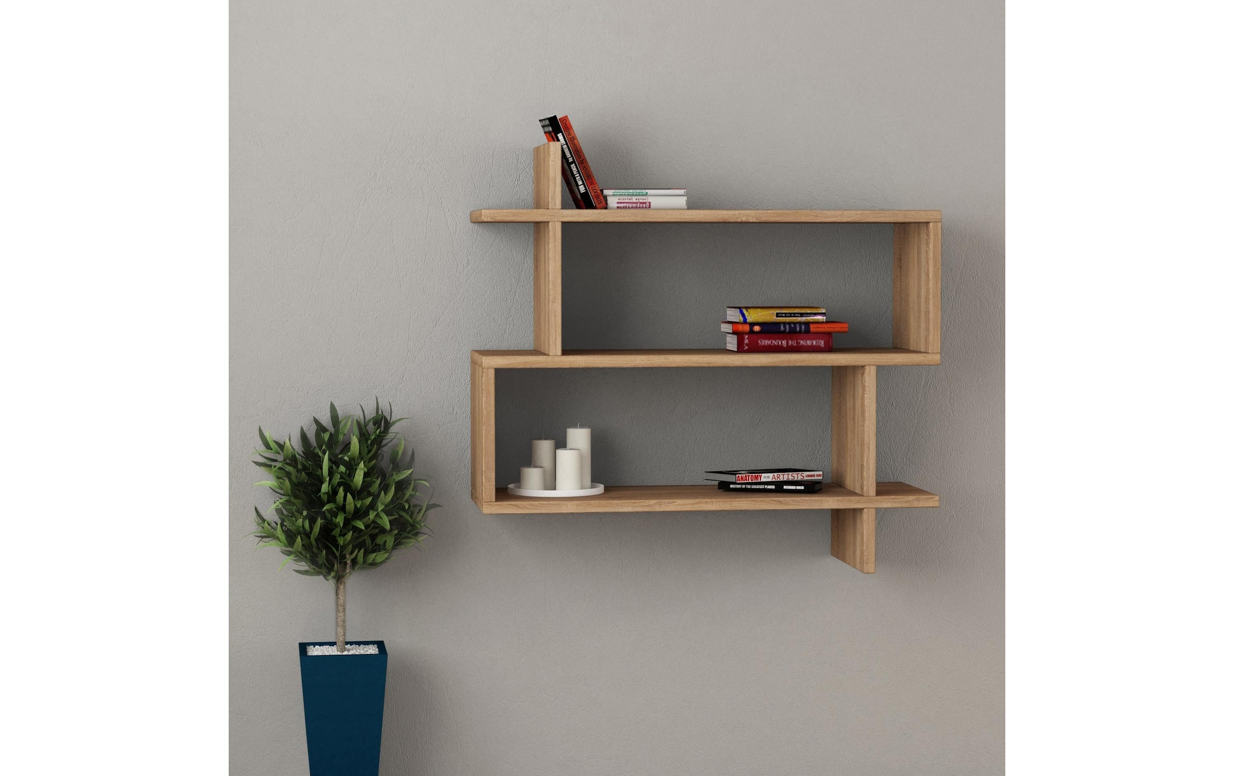 WOODY FASHION Wandregal »Paralel 70 x 65.5 x 22 cm, Eiche«