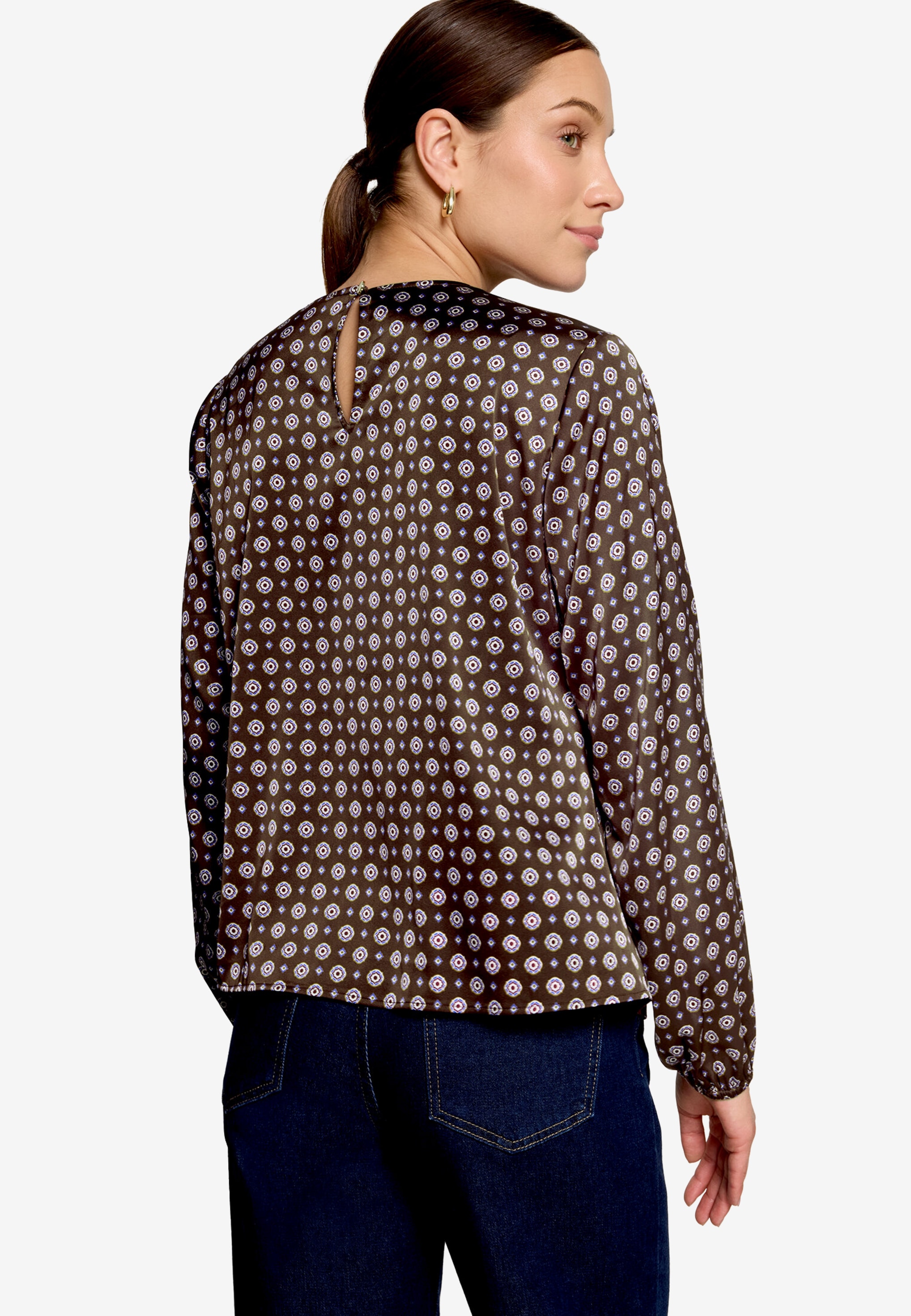 Zero Chemise en satin finement à motifs / poignets élastiques