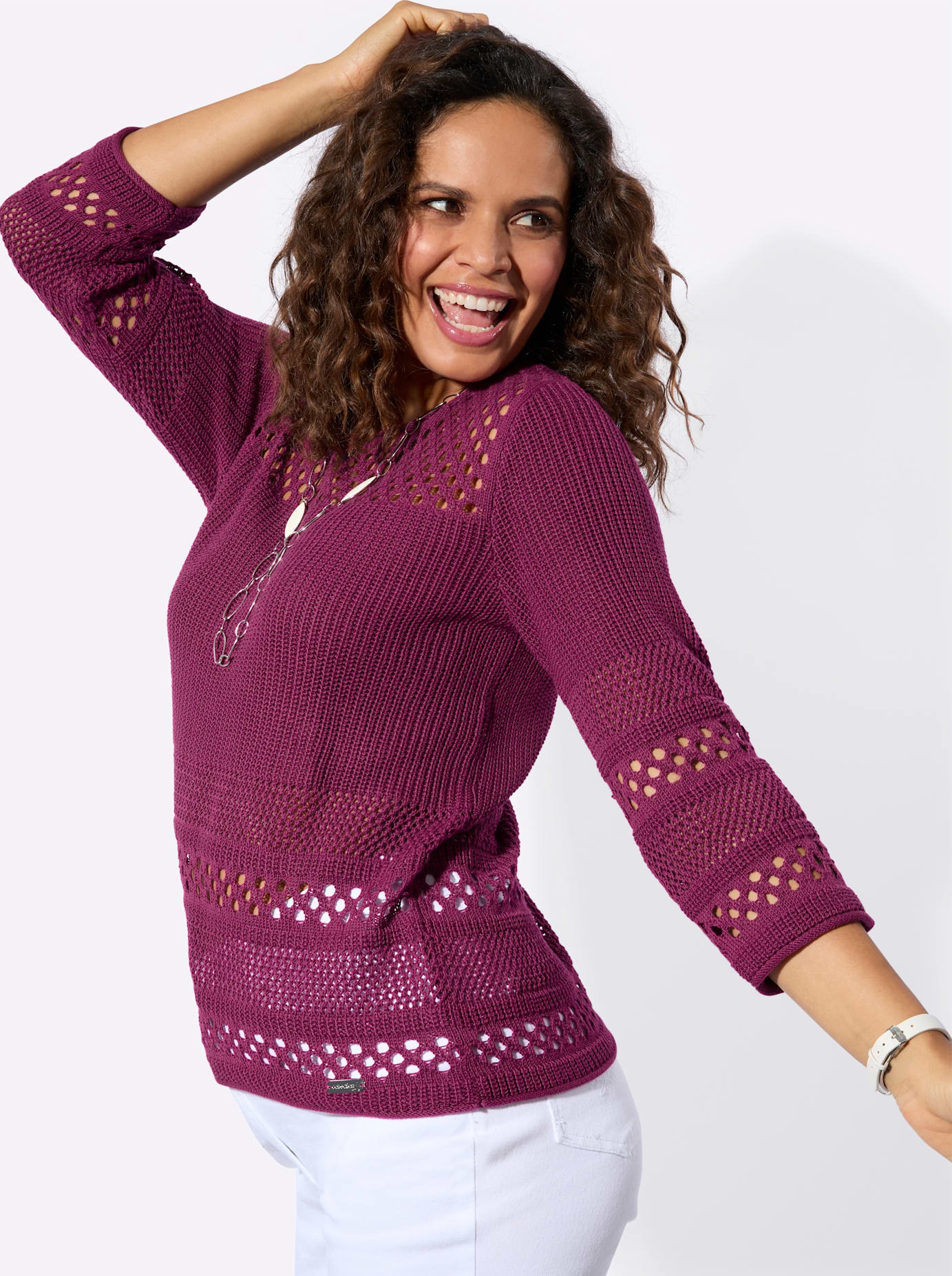 Casual Looks Pull à manches 3/4 »Ajour-Pullover«