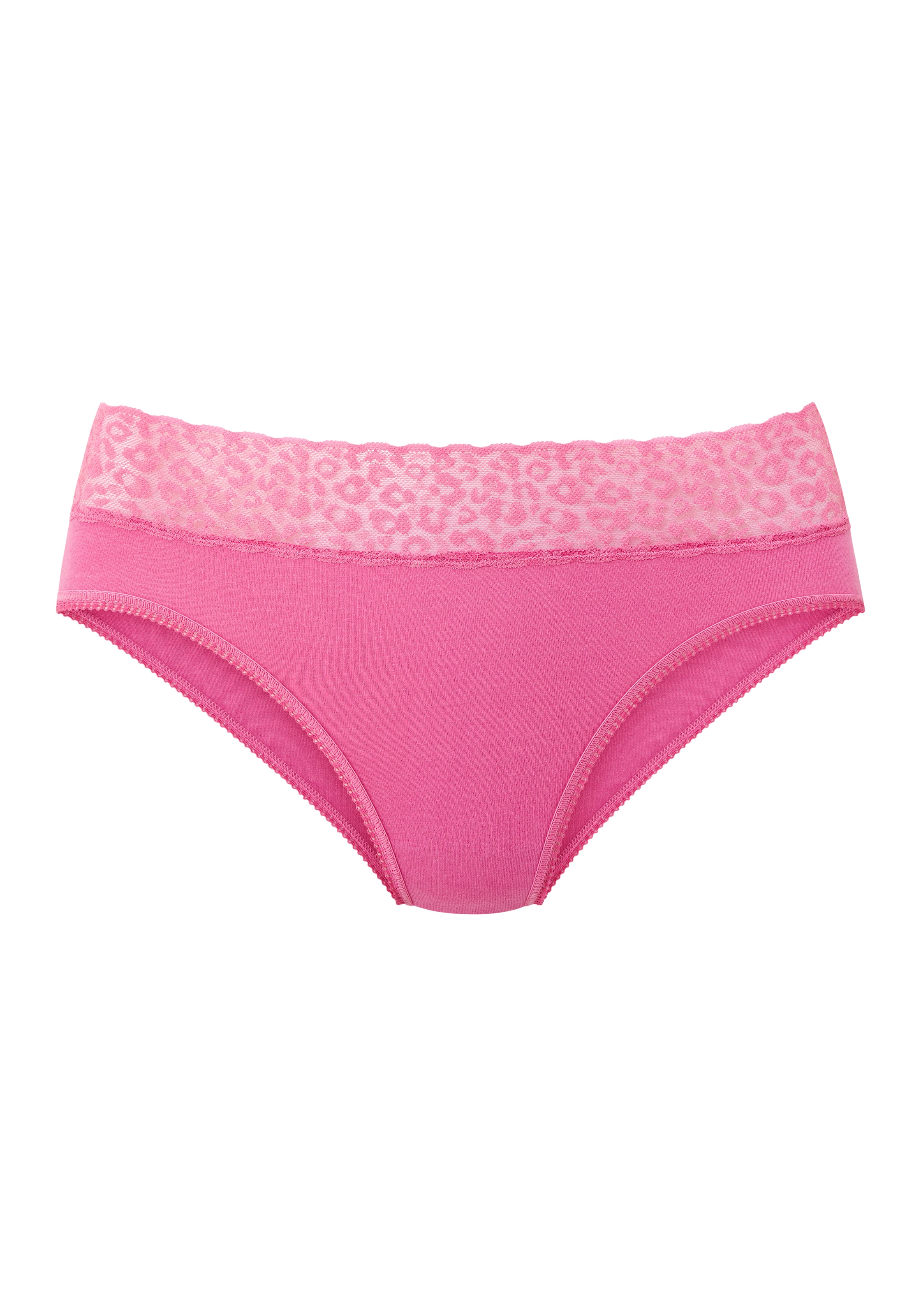 LASCANA Culottes de jazz pack de 4,  en coton élastique avec dentelle léopard à la ceinture