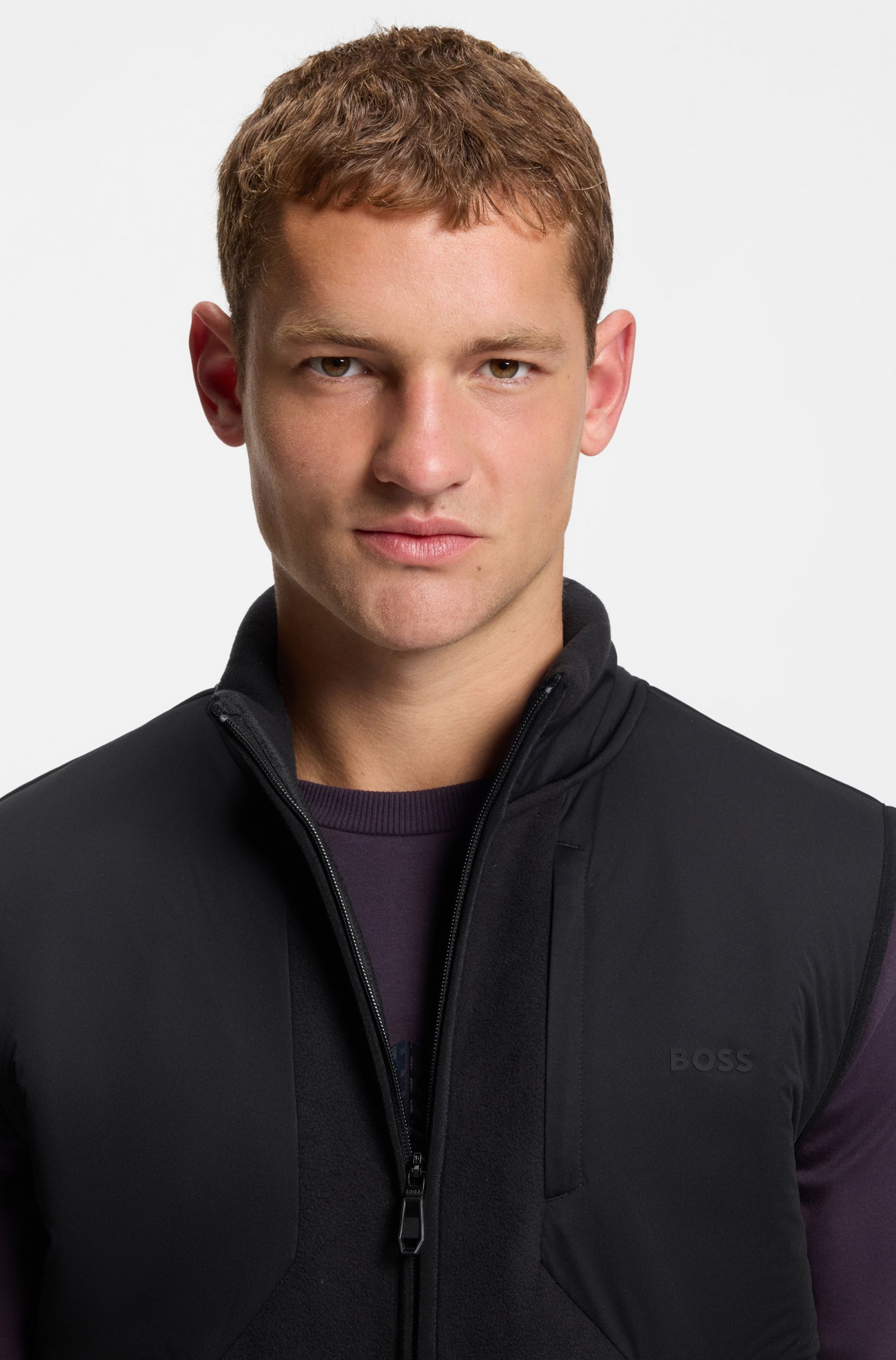 BOSS GREEN Fleeceweste Stehkragen, Relaxed Fit