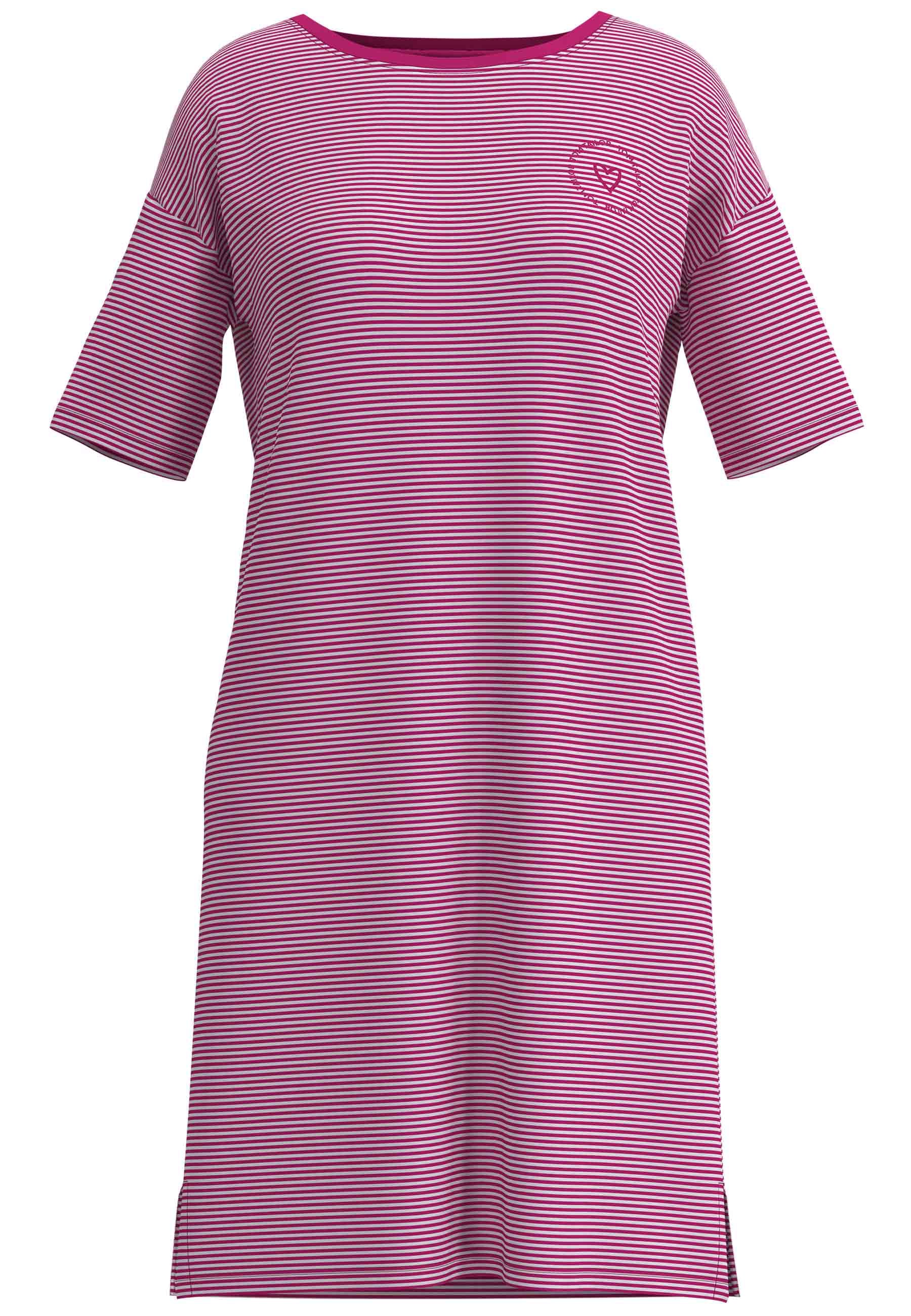 TOM TAILOR Chemise de nuit rayé, longueur genoux, manches mi-longues, col rond, mélange coton