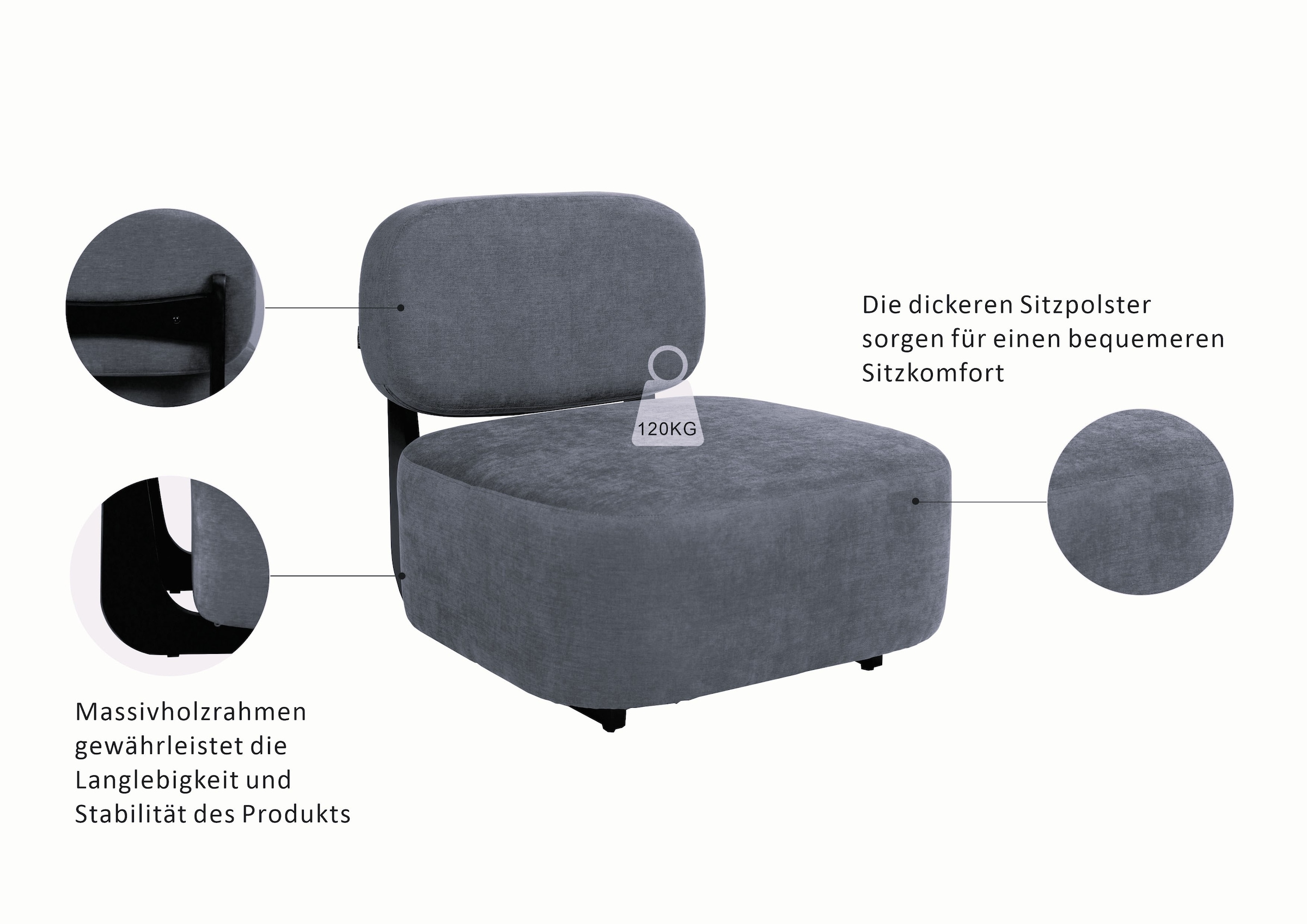 Home affaire Fauteuil lounge »LIORAN Designsessel mit filigranem Holzgestell« Designklassiker, modern und zeitlos