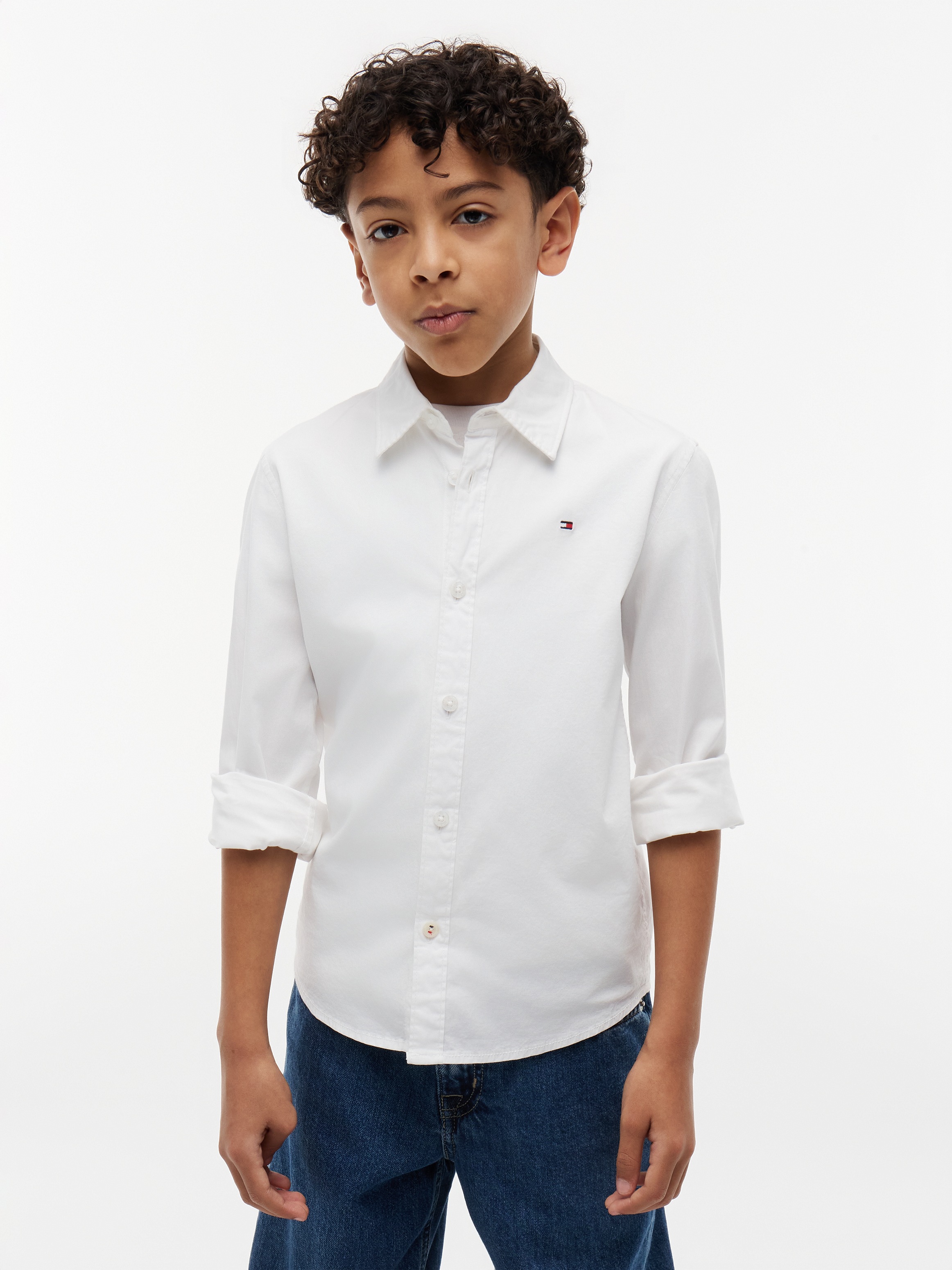 Tommy Hilfiger Chemise à manches longues »SOLID STRETCH POPLIN SHIRT L/S« pour garçon