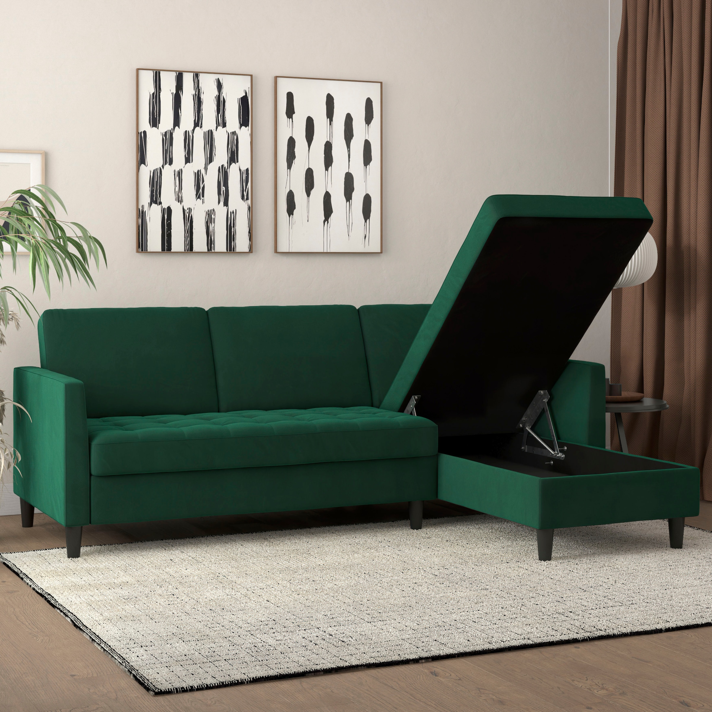 Dorel Home Ecksofa »Presley, L-Form,« Ecksofa mit Bett-Funktion und Stauraum, verstellbare Rückenlehne