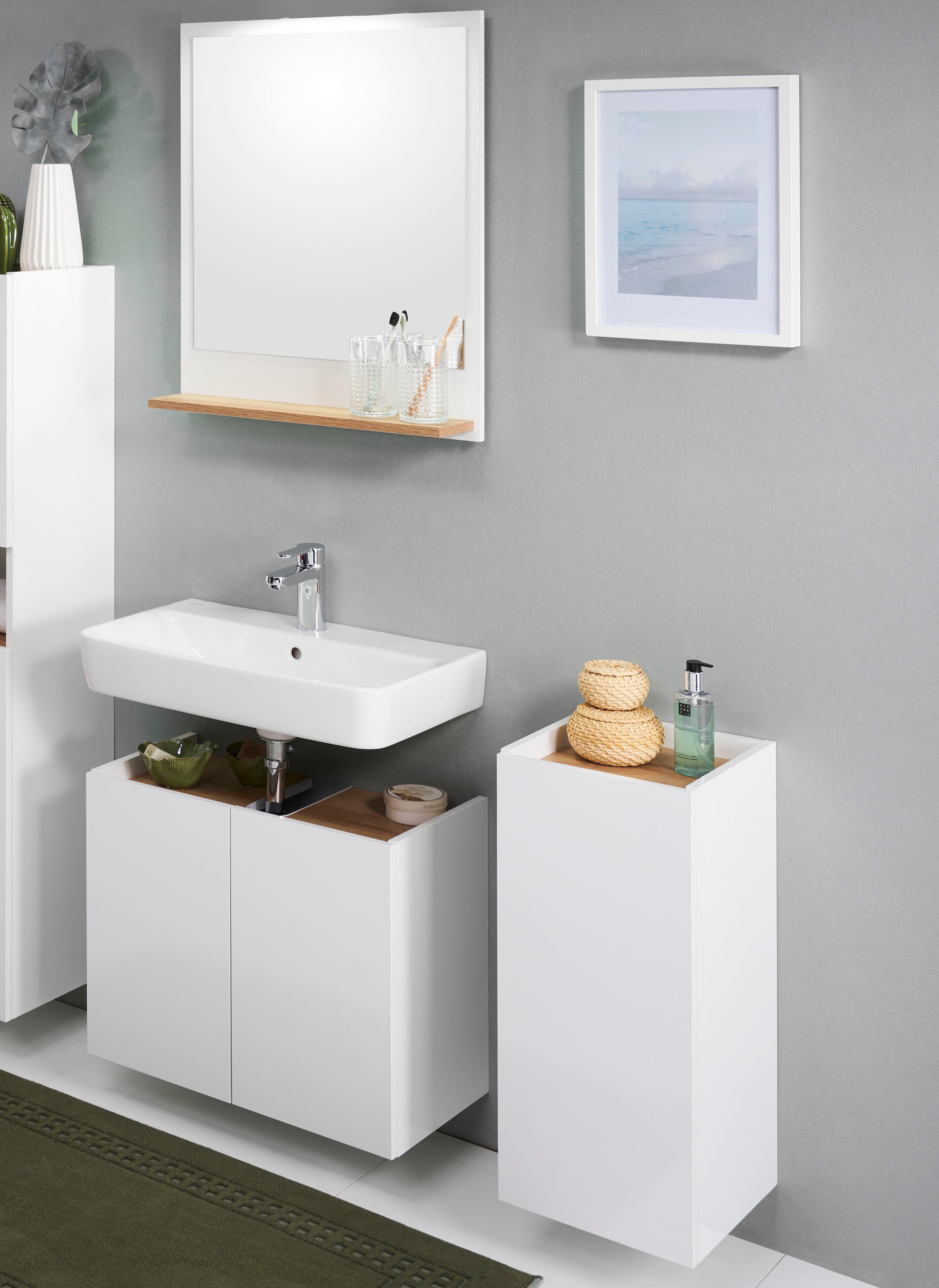 Saphir Ensemble de meubles de salle de bain »Quickset 947 3-teilig, Waschbeckenunterschrank mit Spiegel« 3 cuis tlg.