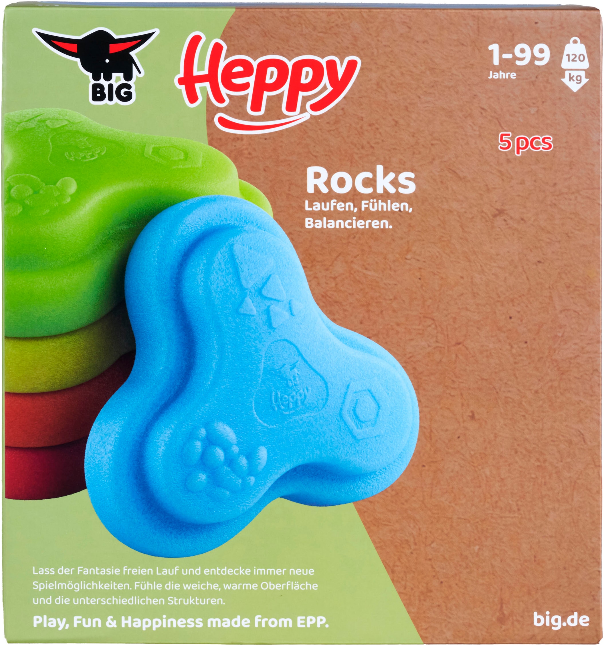 BIG Balancetrainer »BIG Heppy Rocks, Spielsteine« mit drei verschiedenen Oberflächenstrukturen
