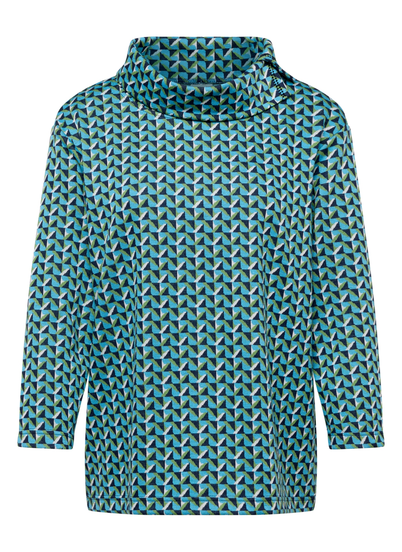 Rabe T-shirt à manches 3/4 mit geschlitztem Rollkragen und Minimal Print