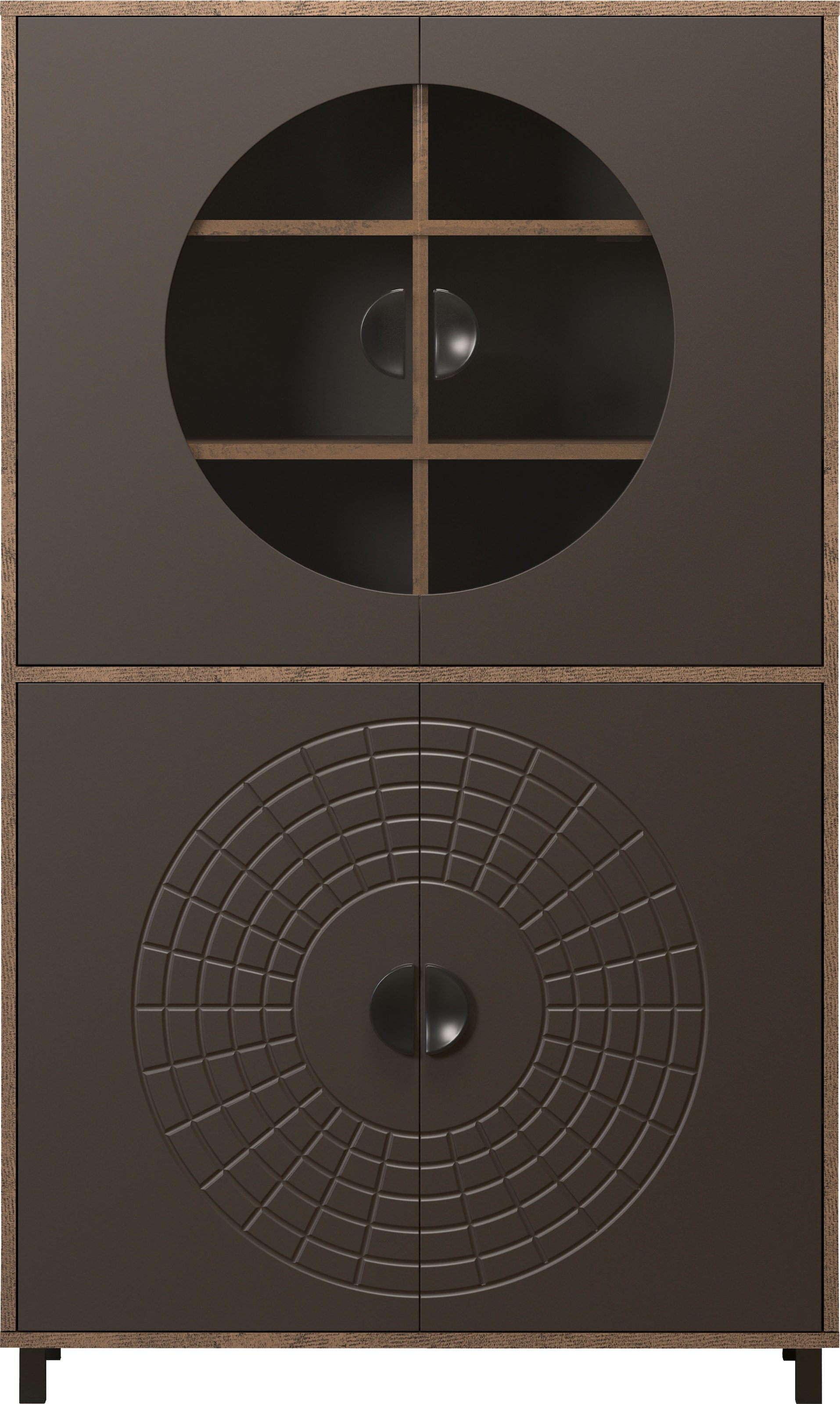 INOSIGN Hochkommode »Fusion« 1 Stk. tlg. Vitrine mit besonderem Kreismuster - Hochzeitsschrank in Vintageoptik