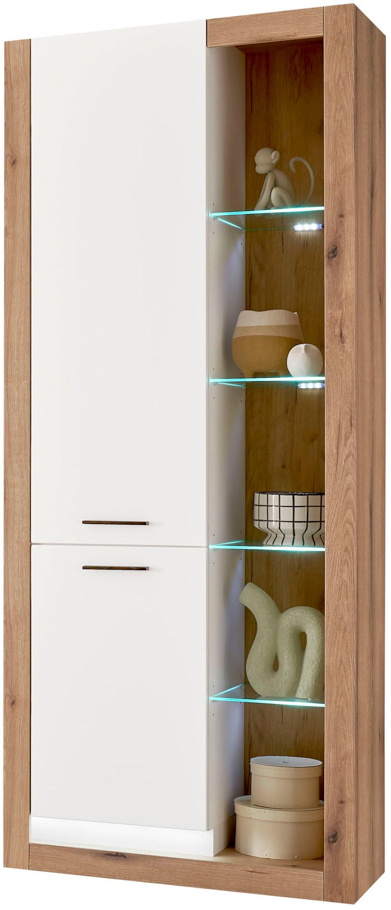 Home affaire Vitrines »Brixen, Vitrinenschrank in Eiche Dekor, moderne Standvitrine« Metallgriffe, ausreichend Stauraum, vielseitig einsetzbar, 80 cm breit