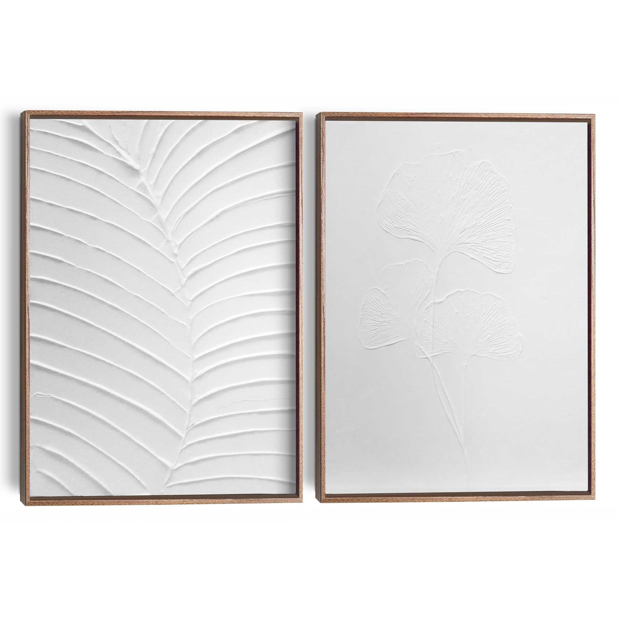 Reinders! Wandbild »Minimalistische Blätter« 2 Stk. tlg. Wohnzimmer - Weiss - MDF - Abstrakt - 30x40 cm