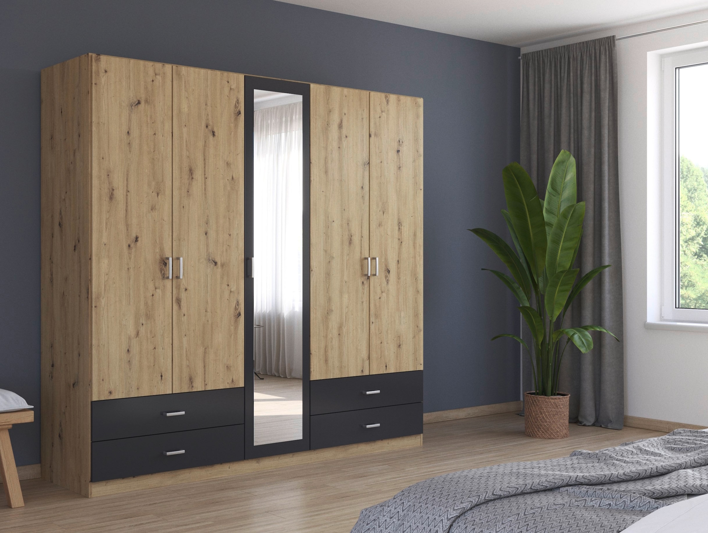 rauch Armoire à portes battantes »Kleiderschrank Schrank Garderobe Wäscheschrank BORBONA« Largeurs 226/271 cm, hauteur 210 cm,  disponible en 2 largeurs, avec miroir et de nombreuses combinaisons de couleurs FABRIQUÉ EN ALLEMAGNE