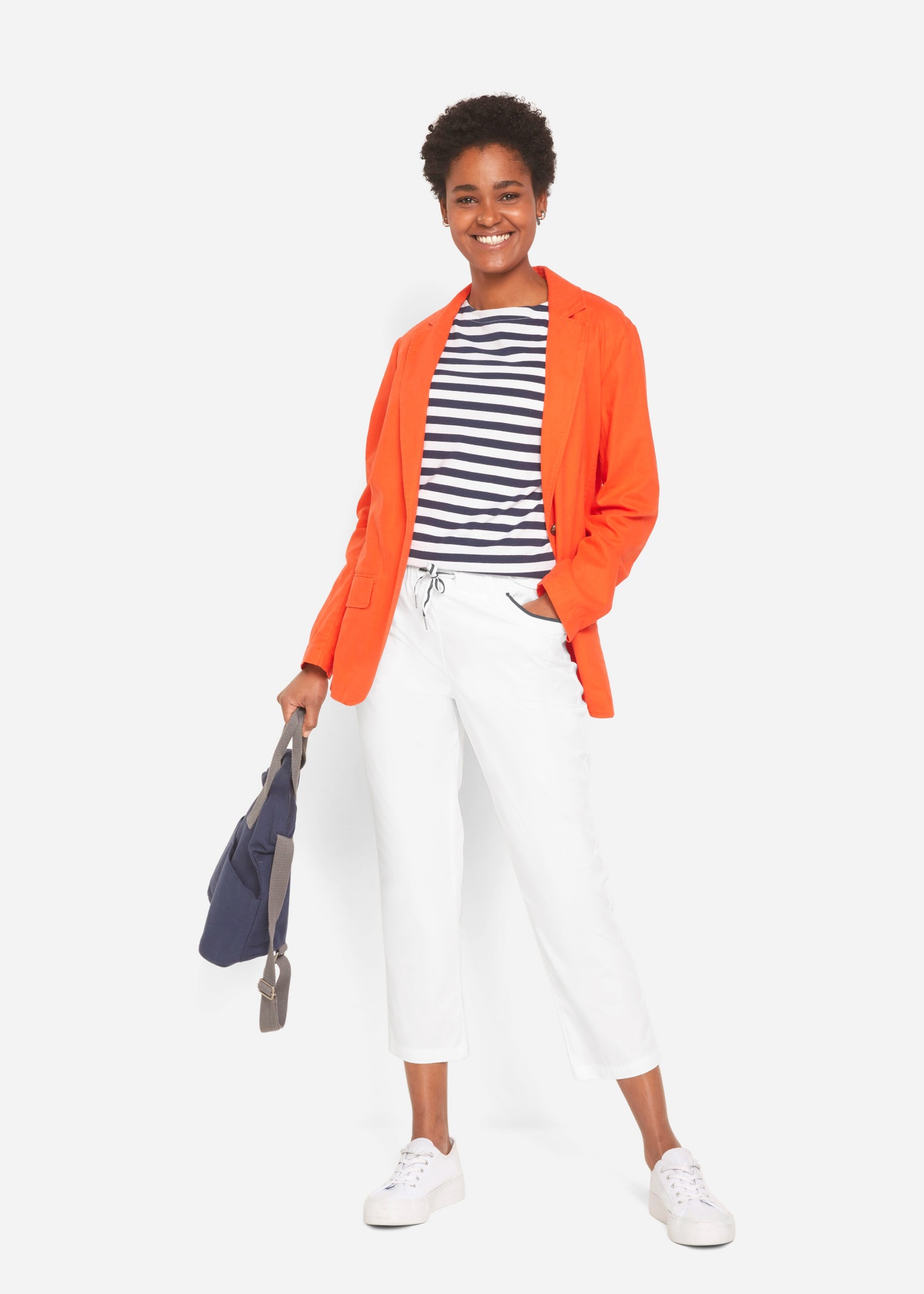 bonprix Pantalon 7/8  avec ceinture confortable, coupe loose, longueur 7/8