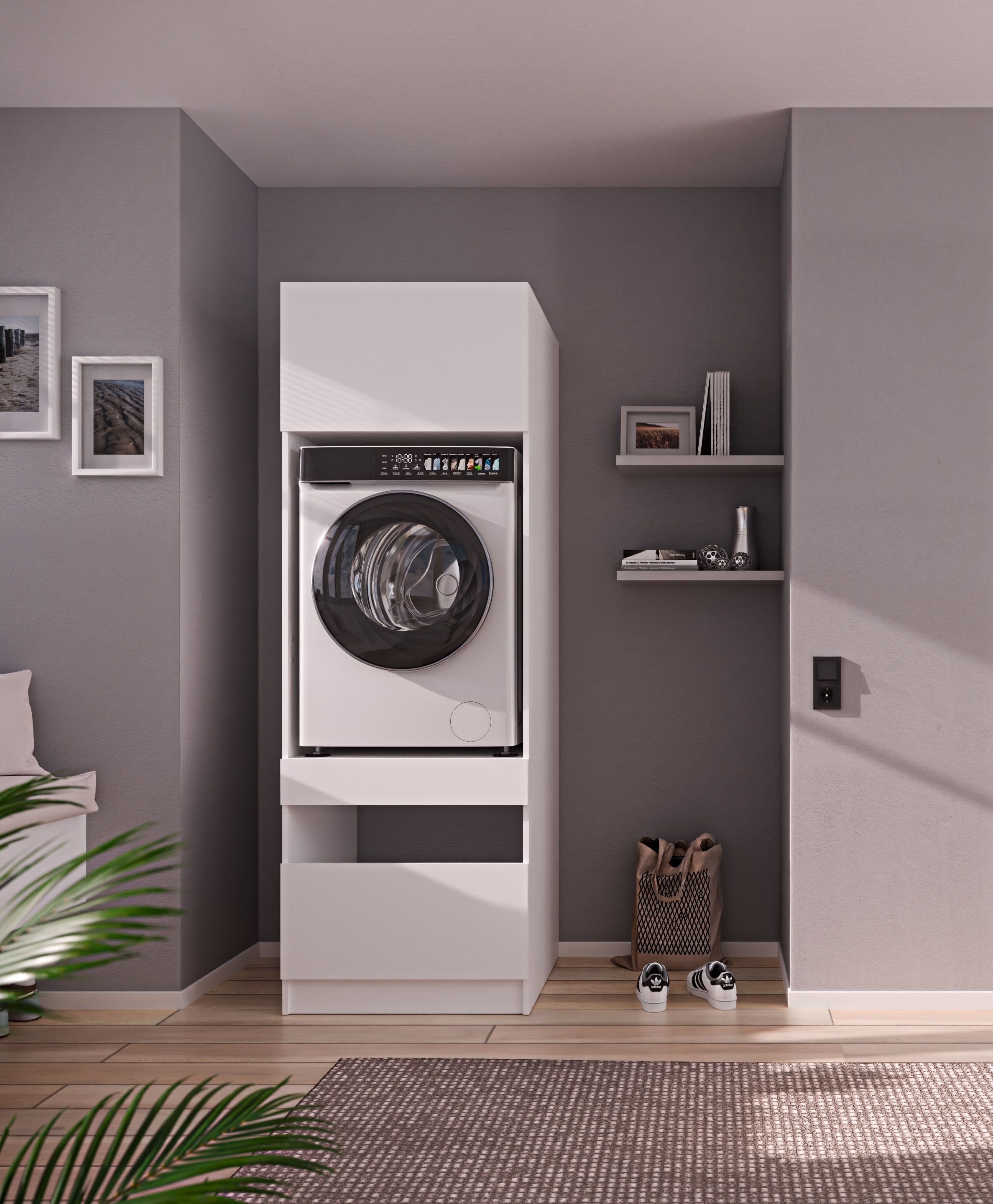 BASIC by Balculina Waschmaschinenumbauschrank »Washhome B/T/H 68x200x68 cm« 1 Stk. tlg. Breite 68cm, ausziebarer Tablerboden