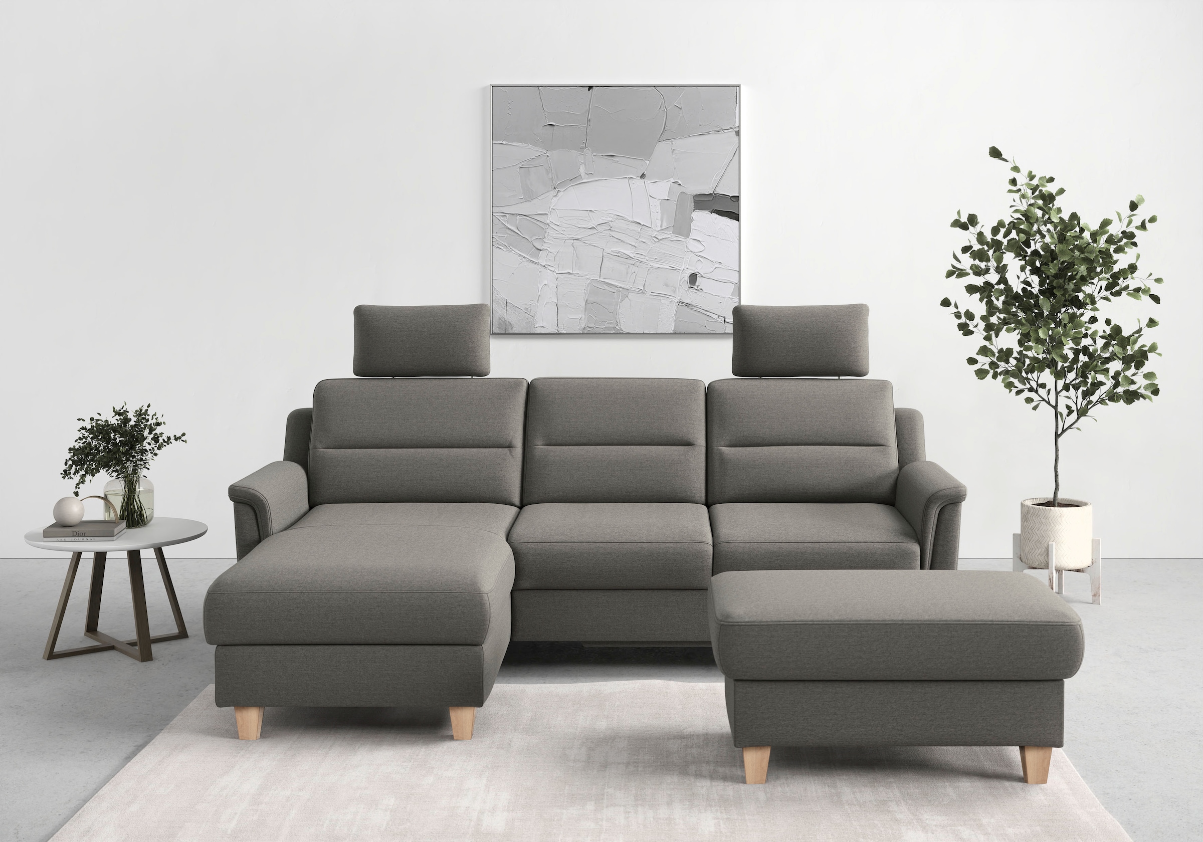 sit&more Canapé d'angle »Farö L-Form« comprend un ressort ensaché, option avec fonction lit et coffre de rangement
