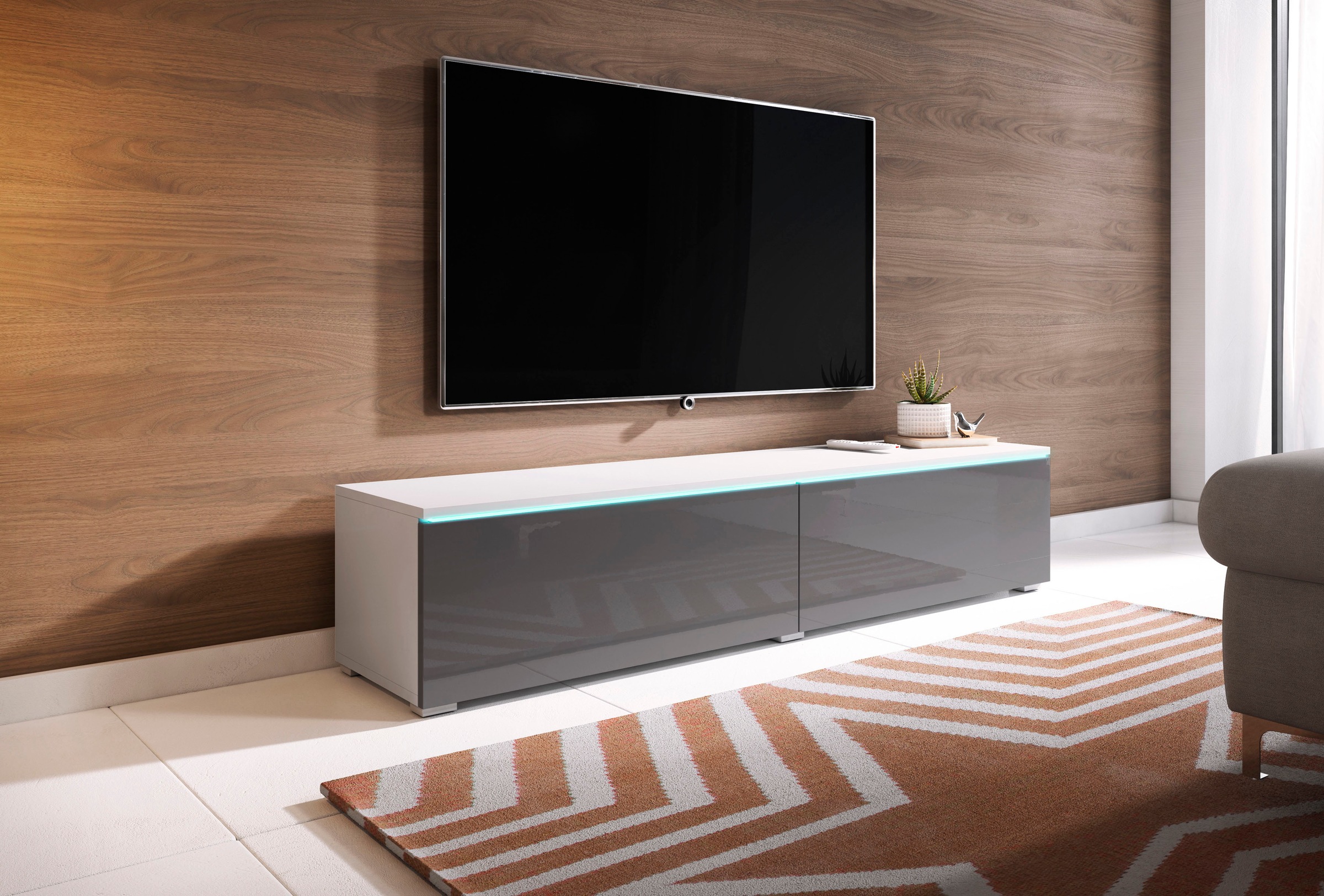 Home affaire Table basse »LOWBOARD D, wahlweise mit oder ohne Beleuchtung« meuble TV moderne sans poignées, avec beaucoup de rangement, debout et suspendu