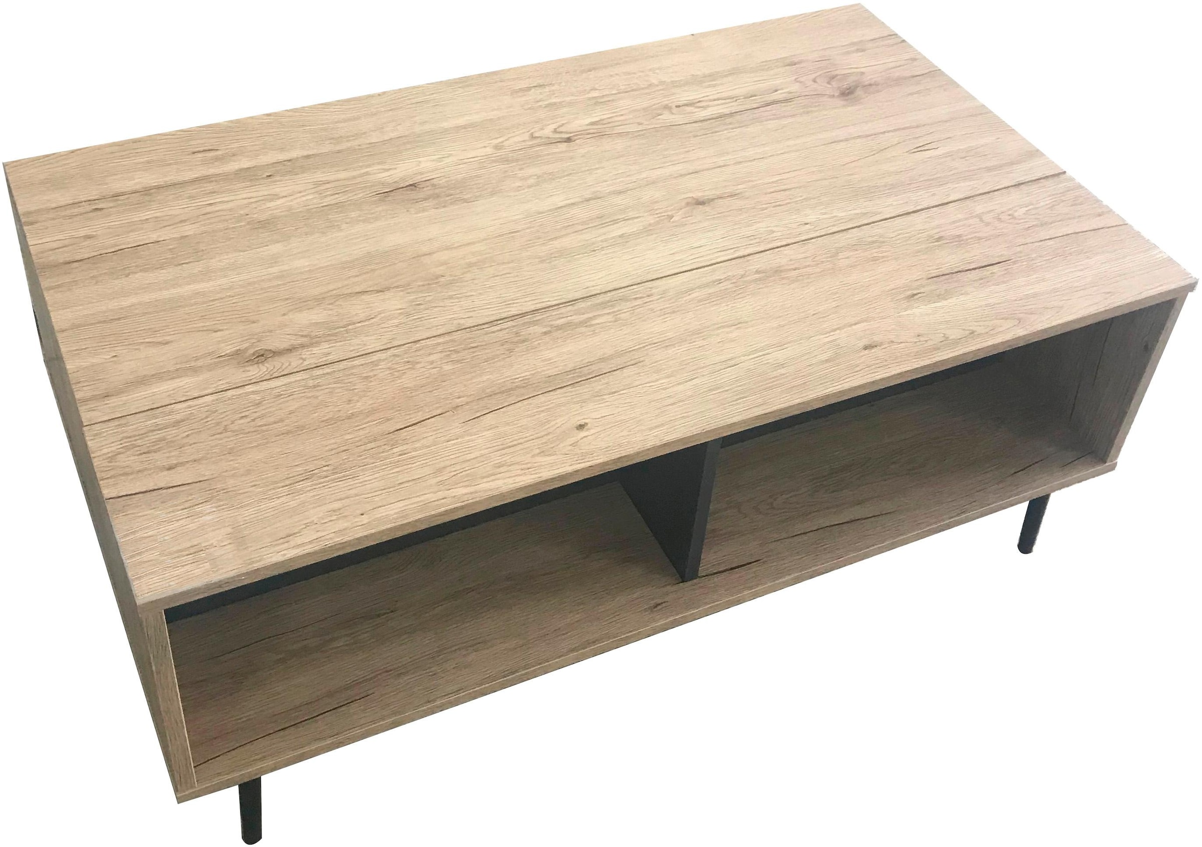 SIT Table basse »Mértola im Scandi-Stil mit 2 offenen Fächern und Ausziehplatte« Plateau réglable en hauteur avec surface de rangement extensible