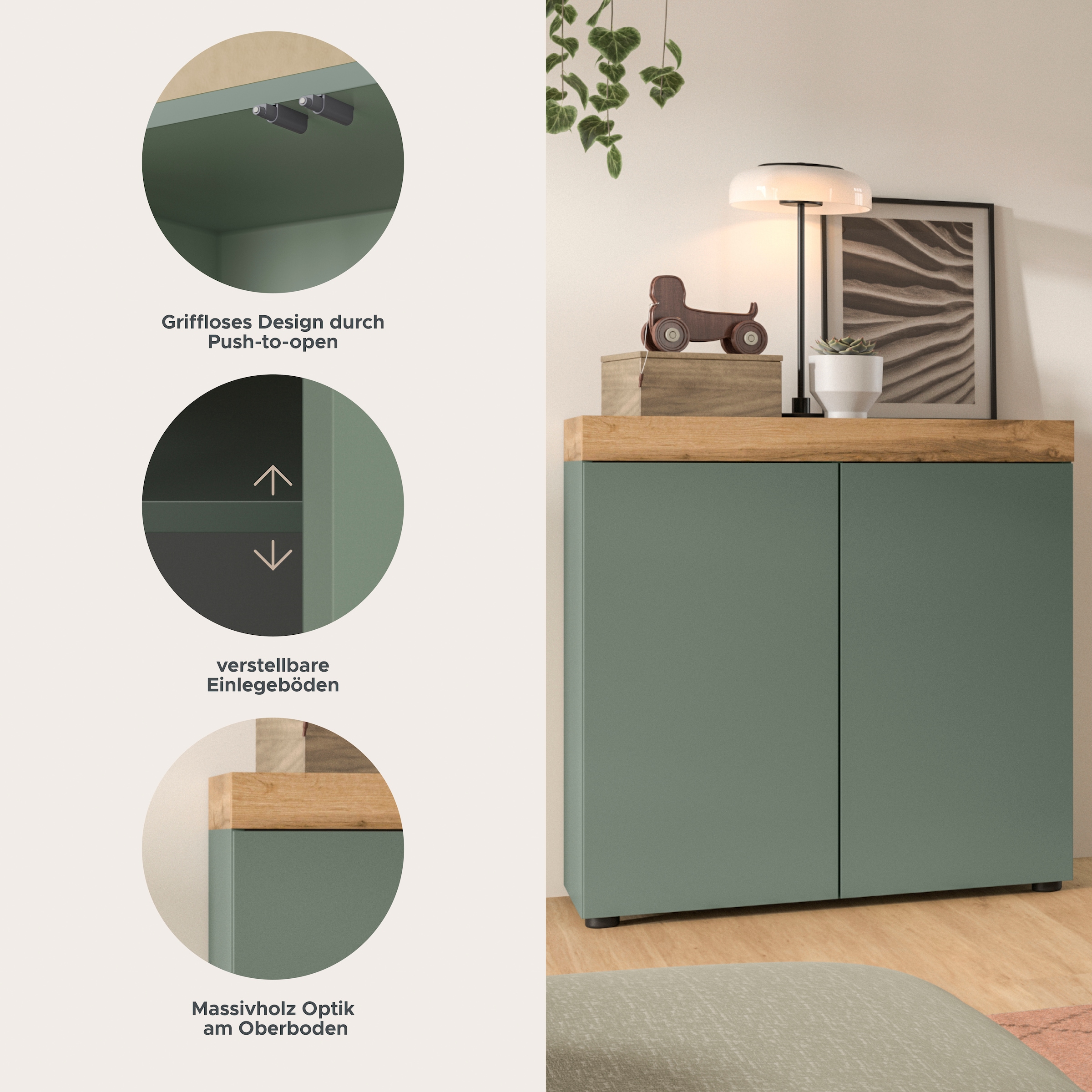 GOODproduct Kommode »MAMBO, TOPSELLER!, Breite 77 cm, 2 Türen, 2 Einlegeböden« 1 Stk. tlg. Kommode, Anrichte, Wohnzimmer, Schlafzimmer